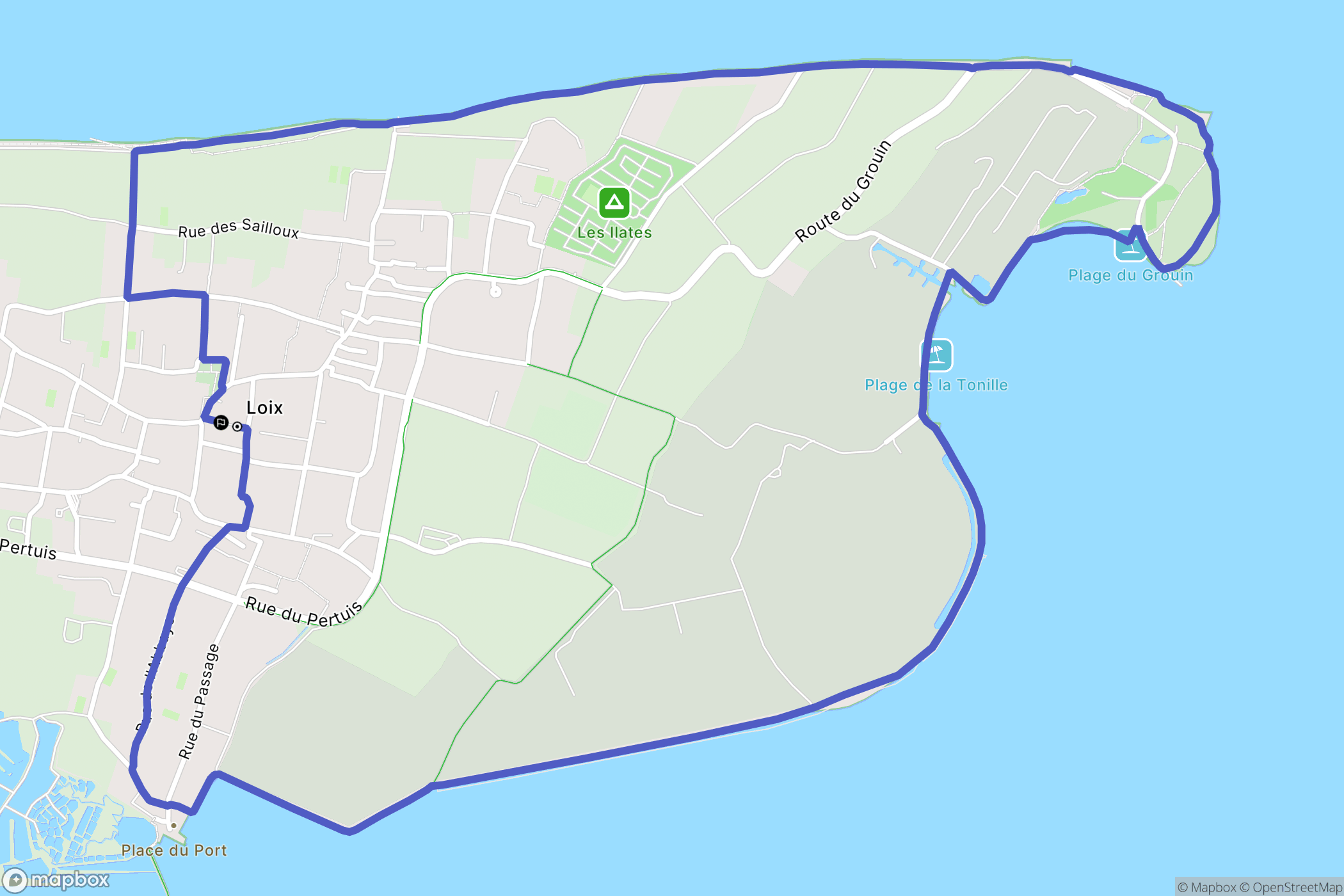 Loix : carte du parcours de randonnée - France