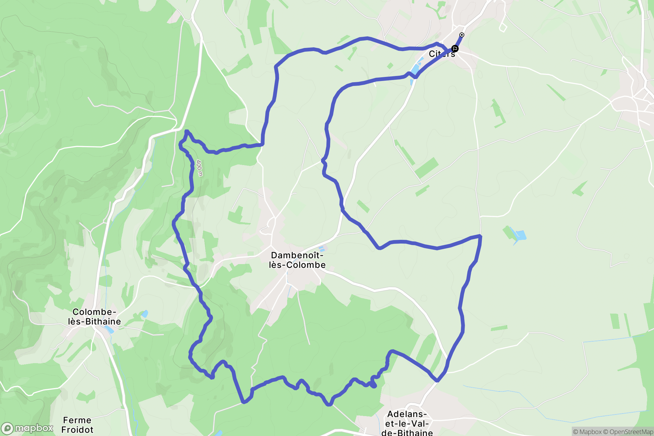 Citers : carte du parcours de randonnée - France