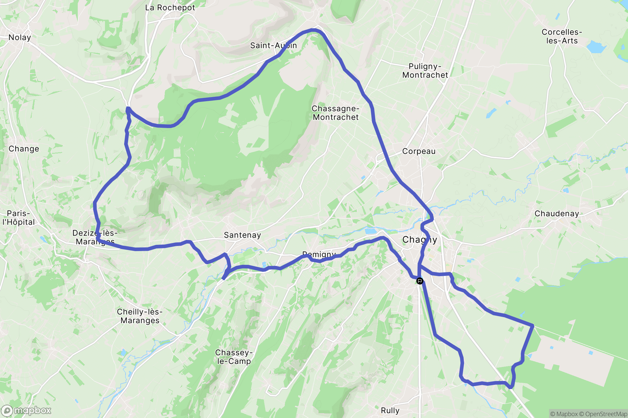 Chagny : carte du parcours de randonnée - France