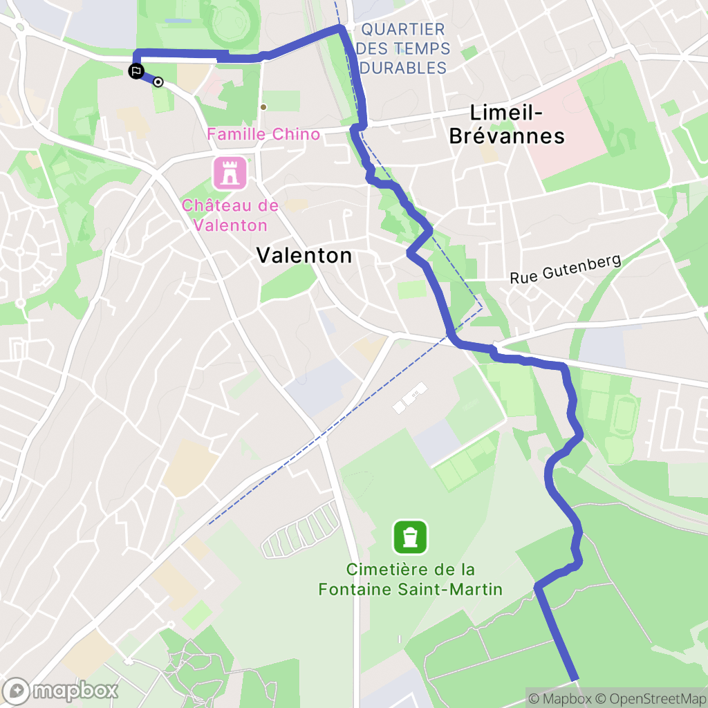 Valenton : carte du parcours de randonnée - France