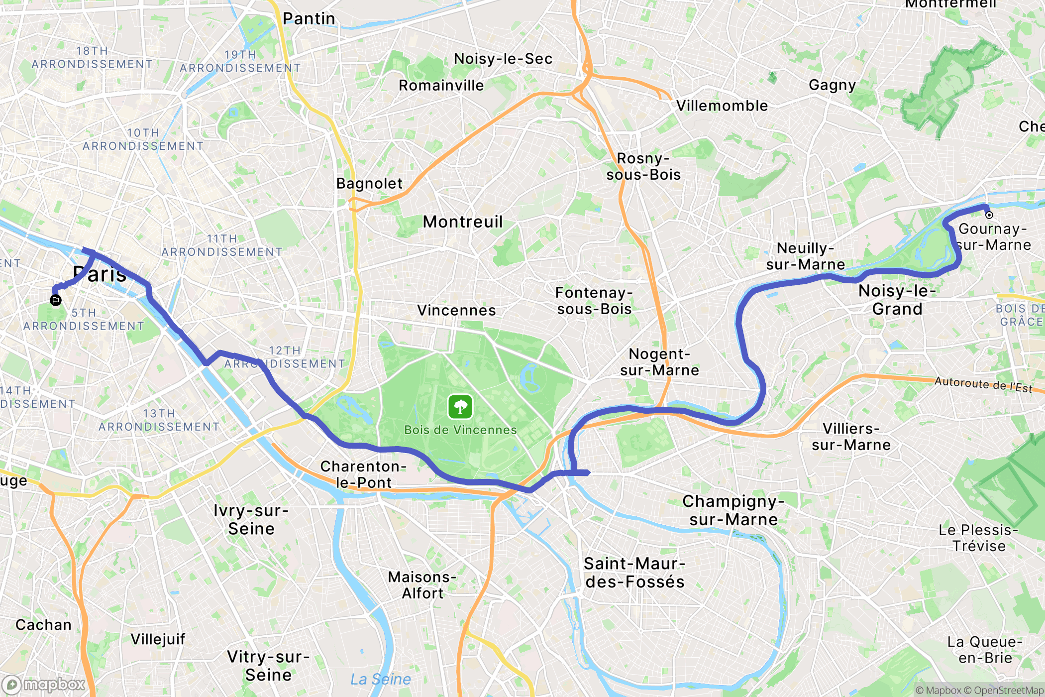 Gournay-sur-Marne : carte du parcours de randonnée - France