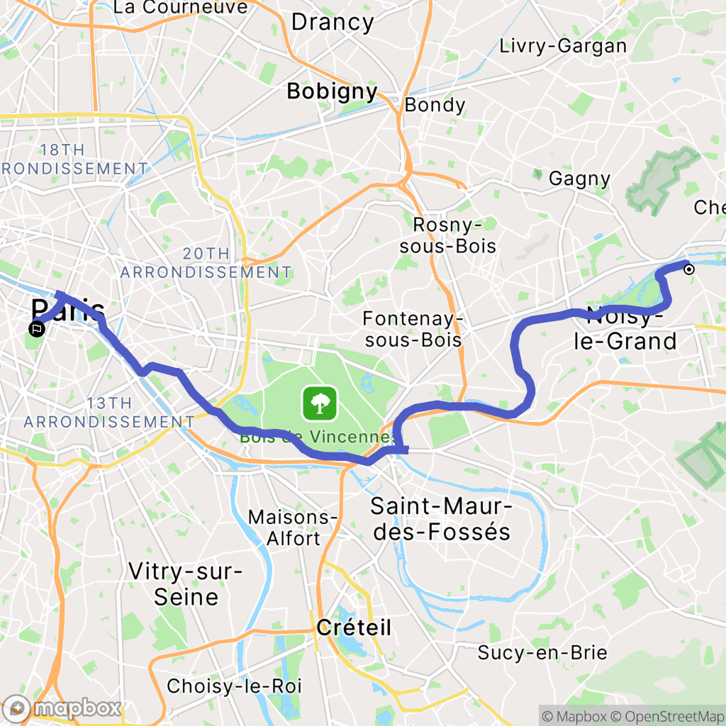 Gournay-sur-Marne : carte du parcours de randonnée - France