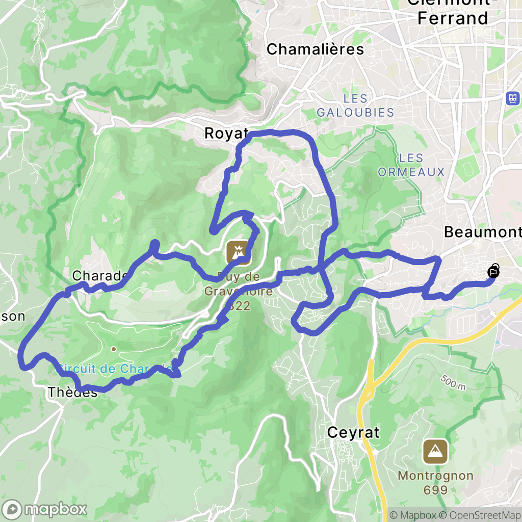 Beaumont : carte du parcours de randonnée - France