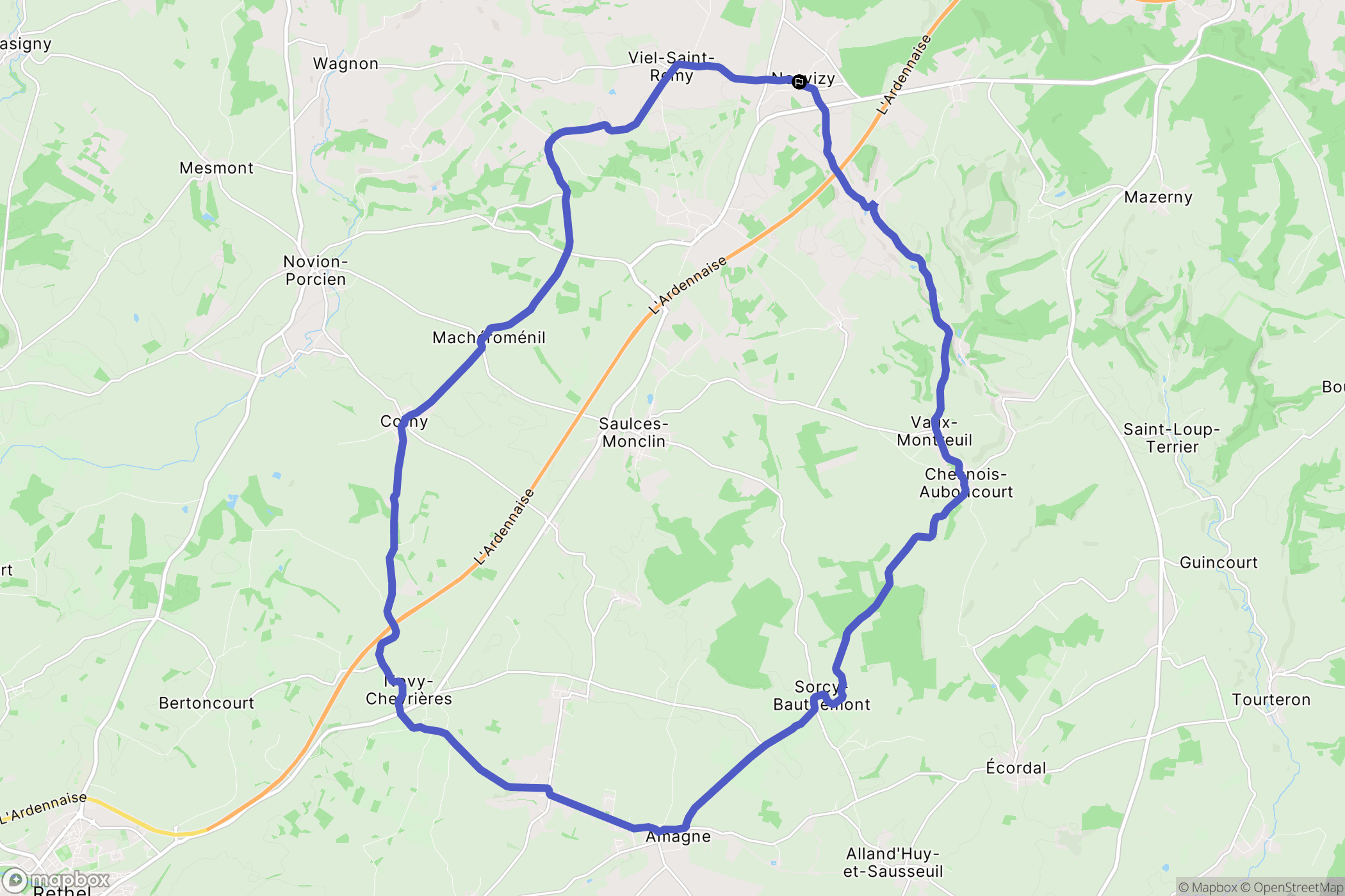 Neuvizy : carte du parcours de randonnée - France