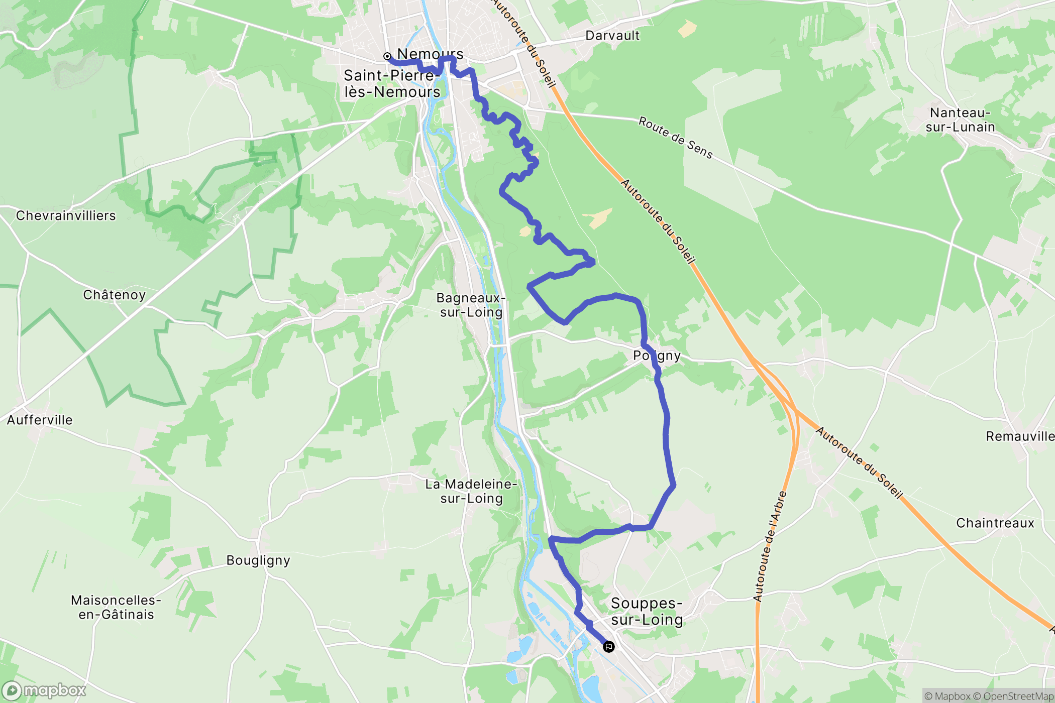 Saint-Pierre-lès-Nemours : carte du parcours de randonnée - France