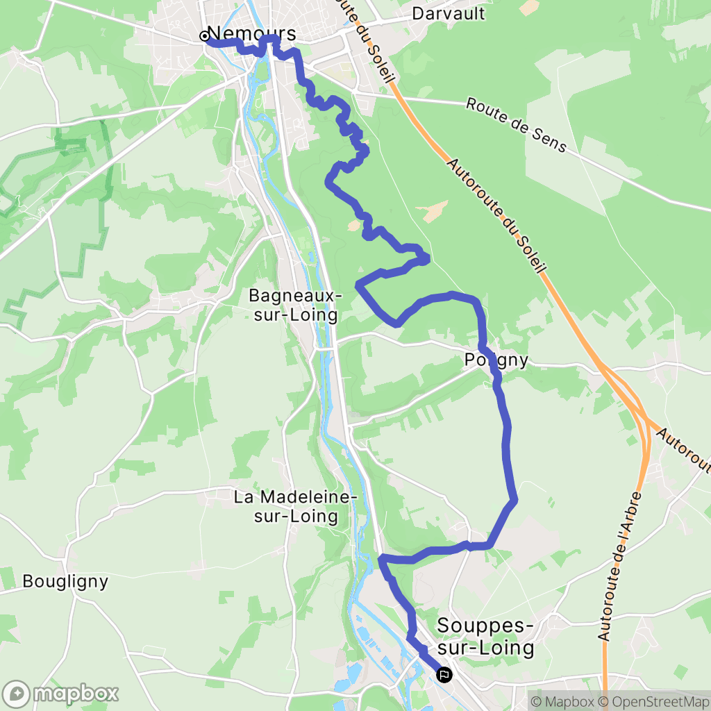 Saint-Pierre-lès-Nemours : carte du parcours de randonnée - France