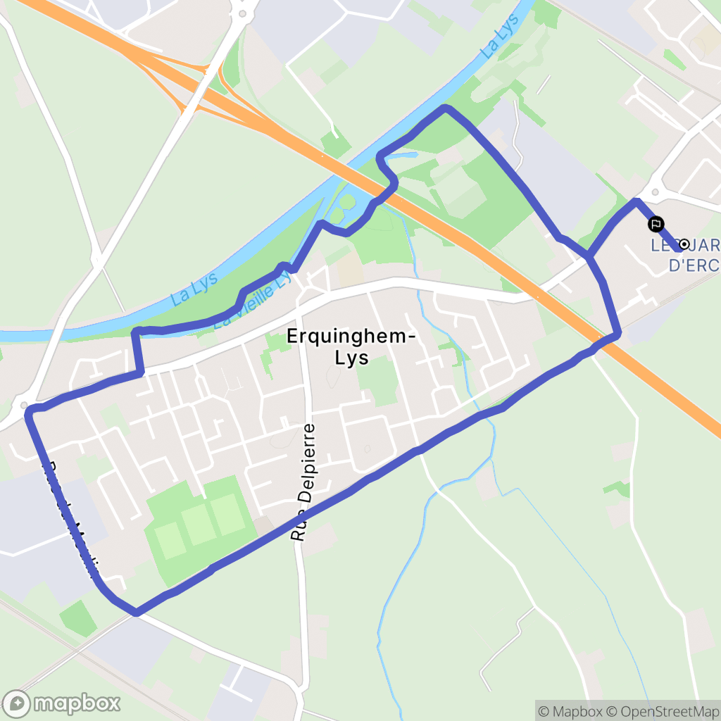 Erquinghem-Lys : carte du parcours de randonnée - France