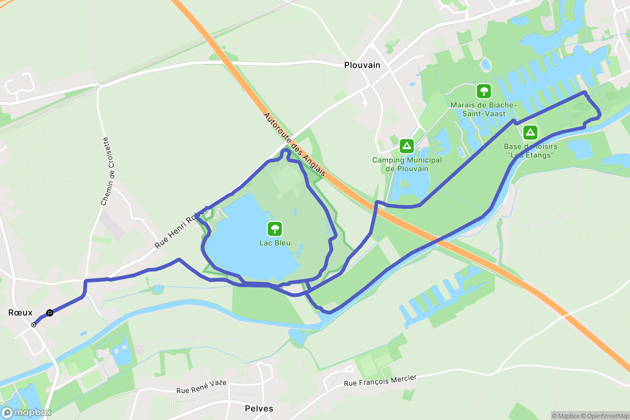Rœux : carte du parcours de randonnée - France