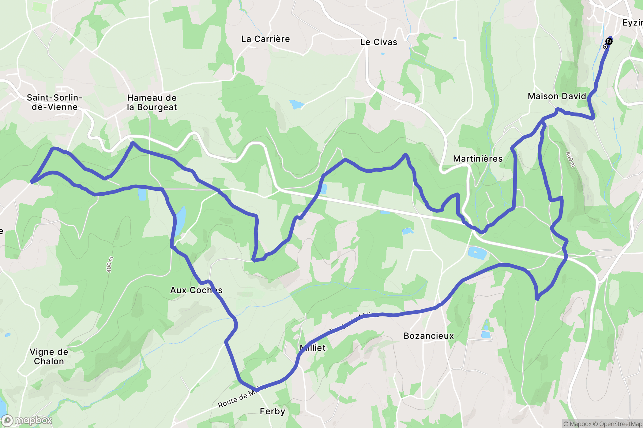 Eyzin-Pinet : carte du parcours de randonnée - France