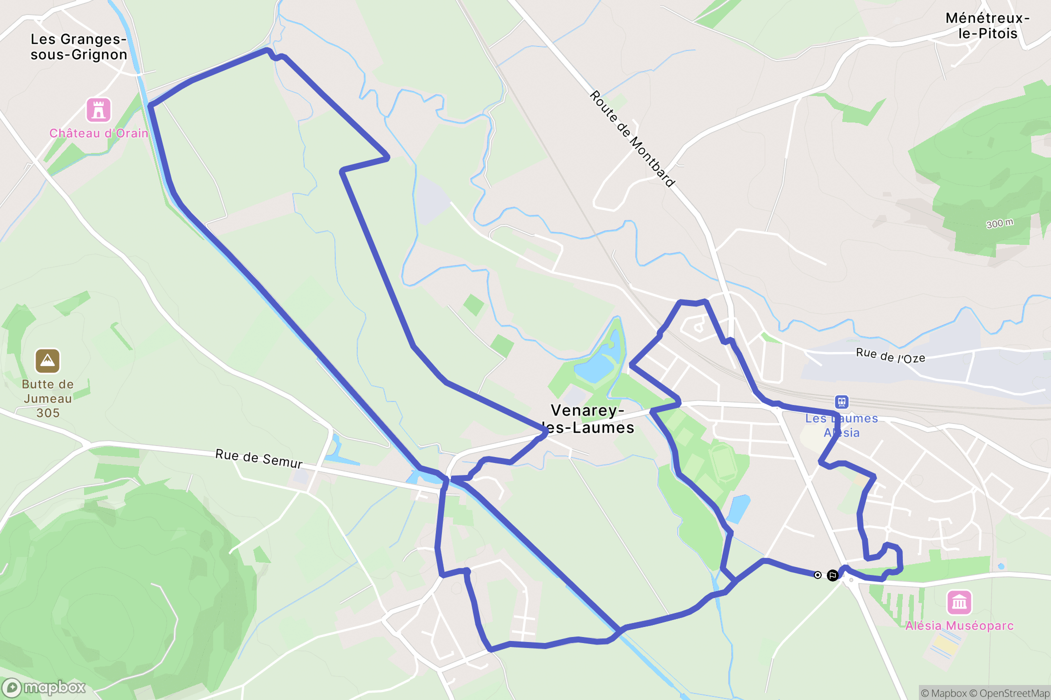 Venarey-les-Laumes : carte du parcours de randonnée - France