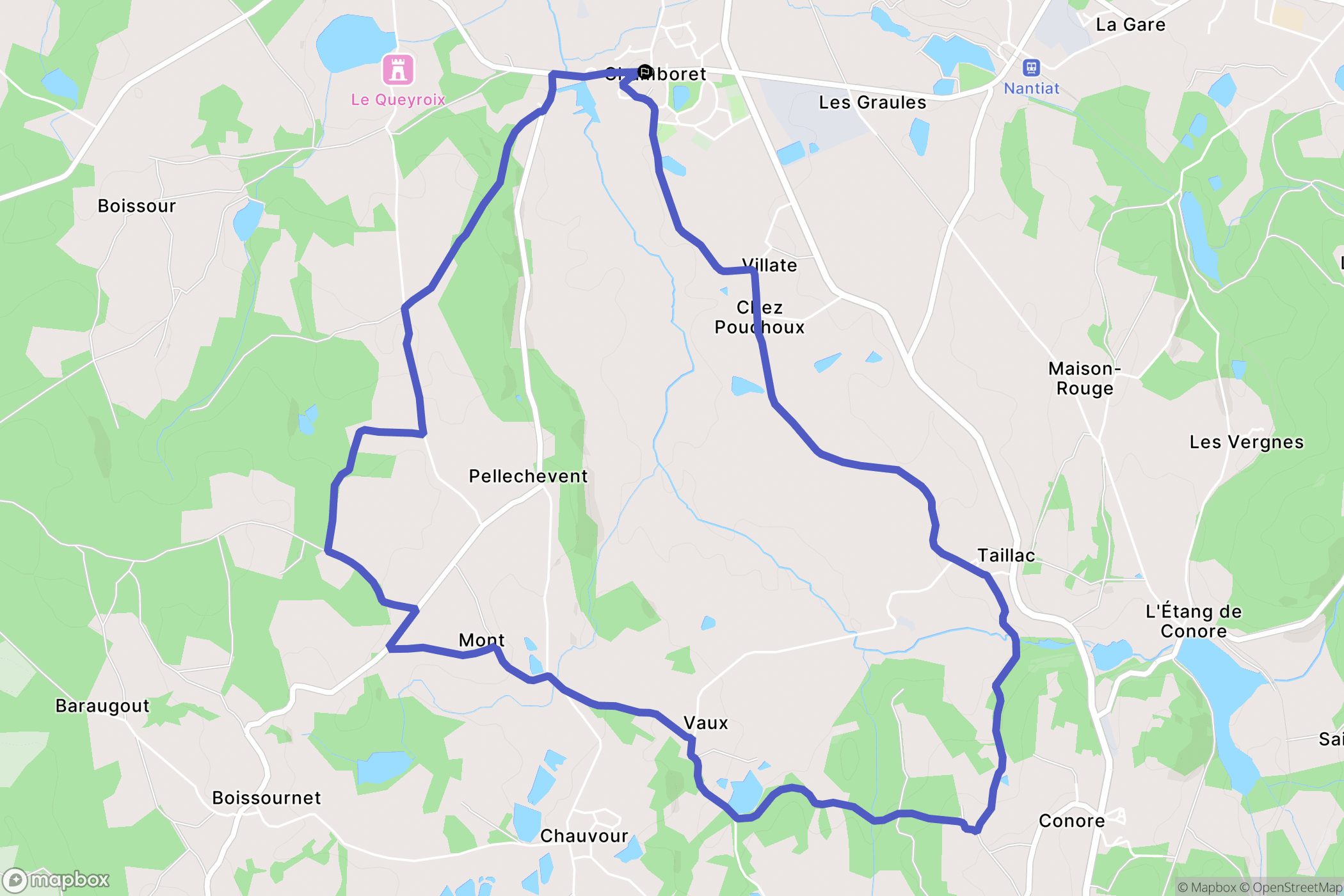 Chamboret : carte du parcours de randonnée - France