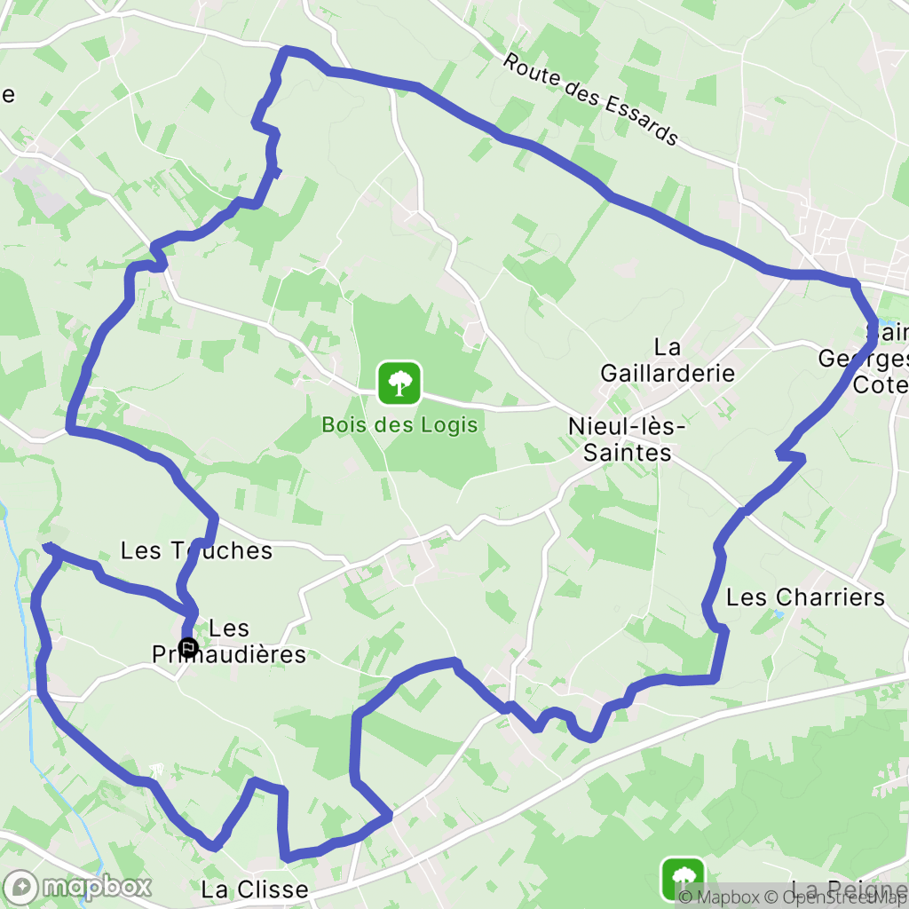 Nieul-lès-Saintes : carte du parcours de randonnée - France