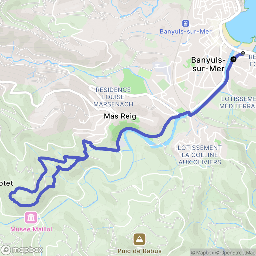 Banyuls-sur-Mer : carte du parcours de randonnée - France