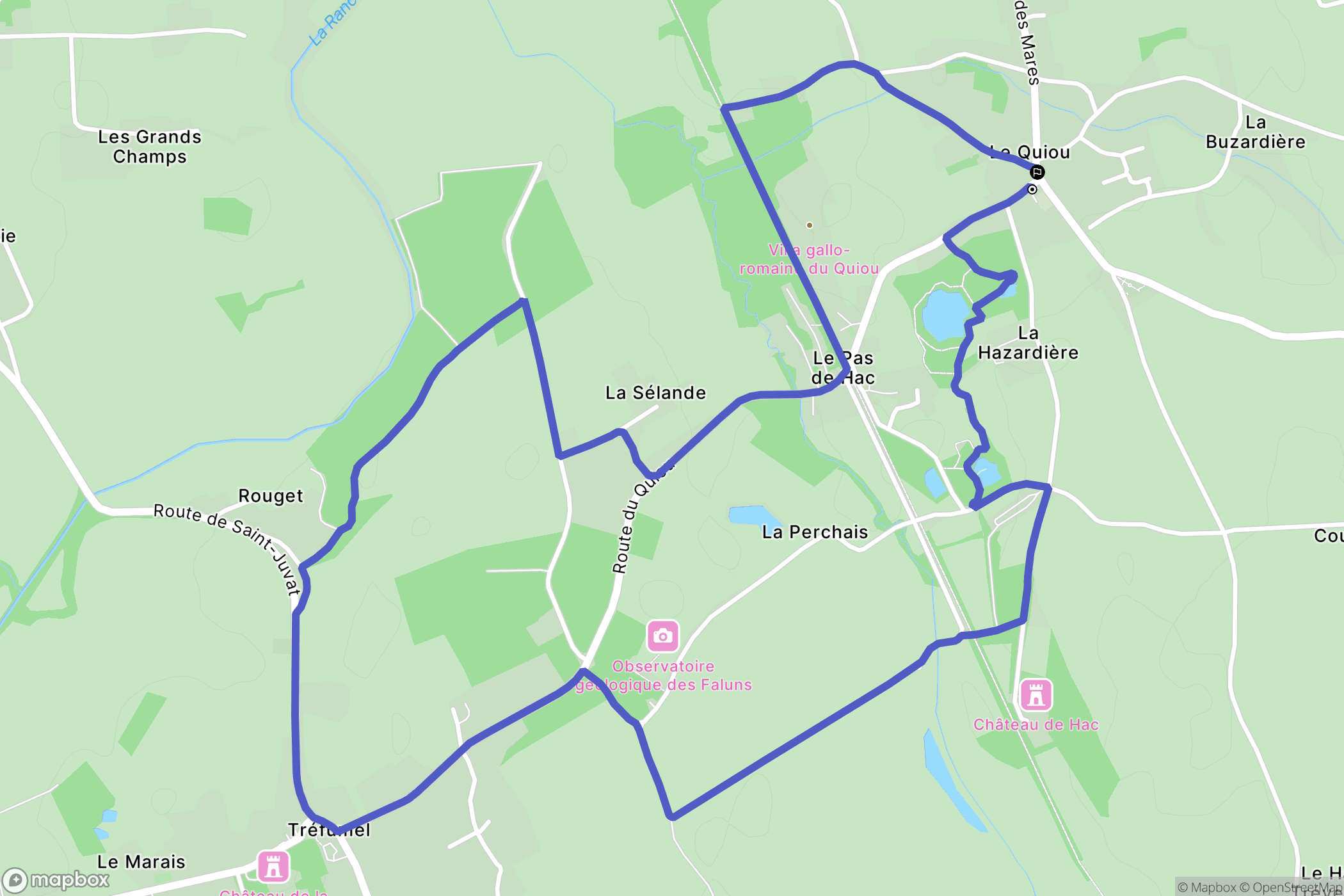 Le Quiou : carte du parcours de randonnée - France