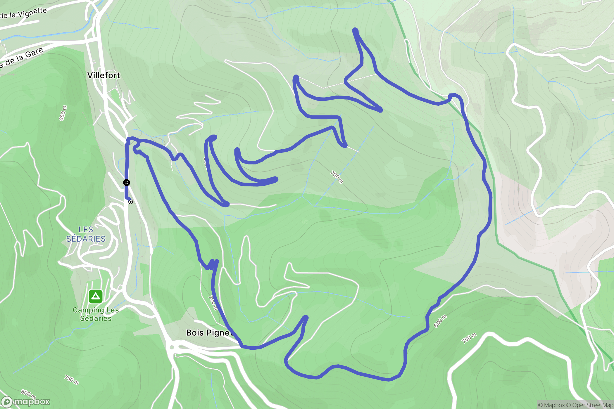 Villefort : carte du parcours de randonnée - France