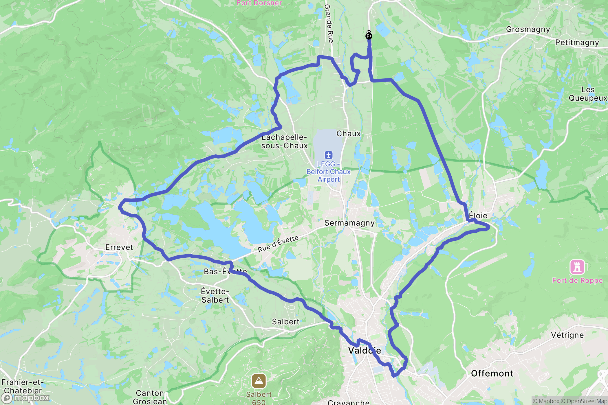 Rougegoutte : carte du parcours de randonnée - France