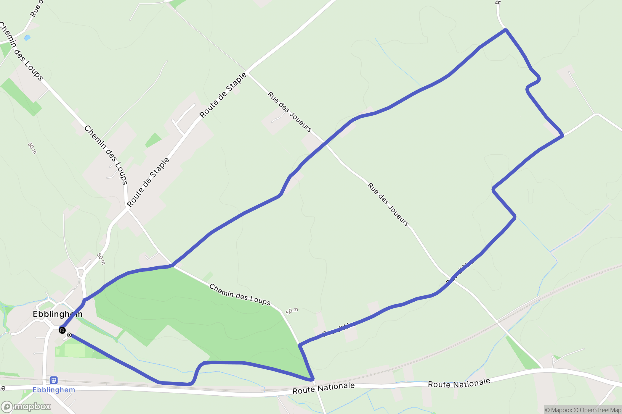 Ebblinghem : carte du parcours de randonnée - France