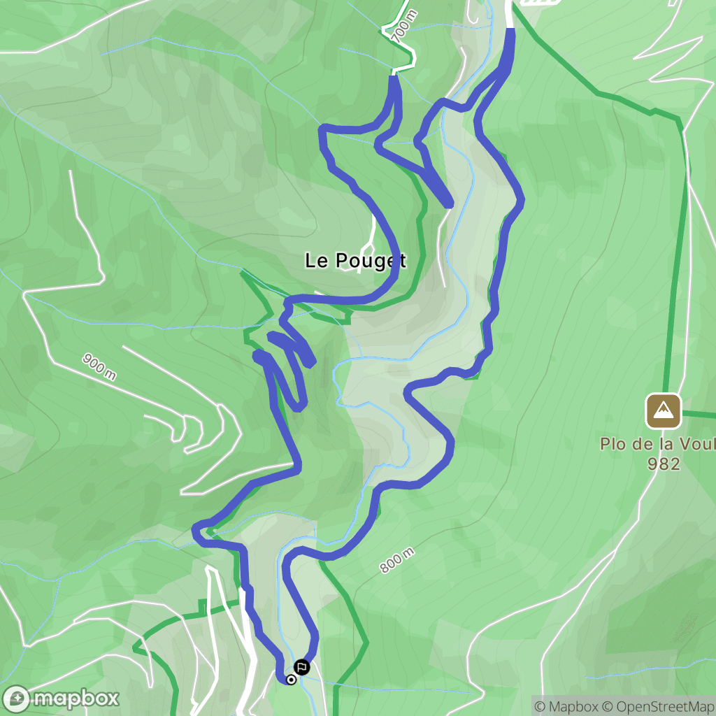 Pourcharesses : carte du parcours de randonnée - France