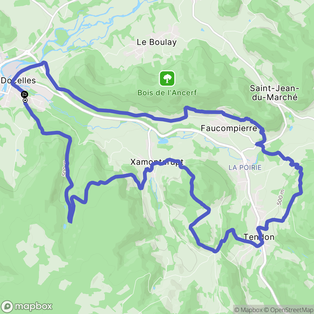 Docelles : carte du parcours de randonnée - France