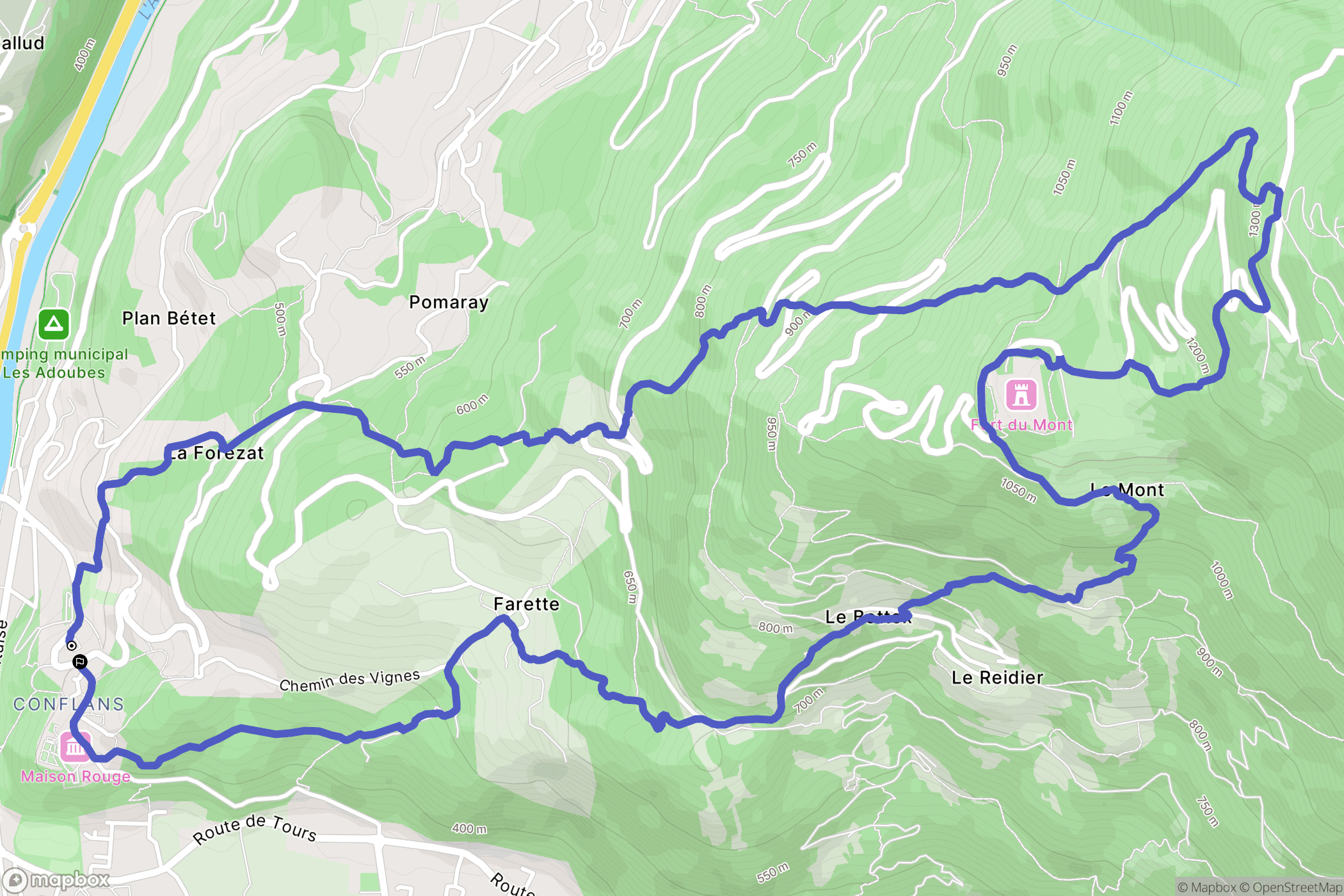 Albertville : carte du parcours de randonnée - France