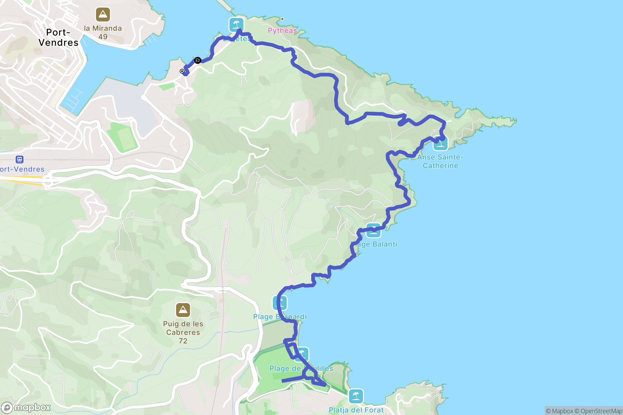 Port-Vendres : carte du parcours de randonnée - France