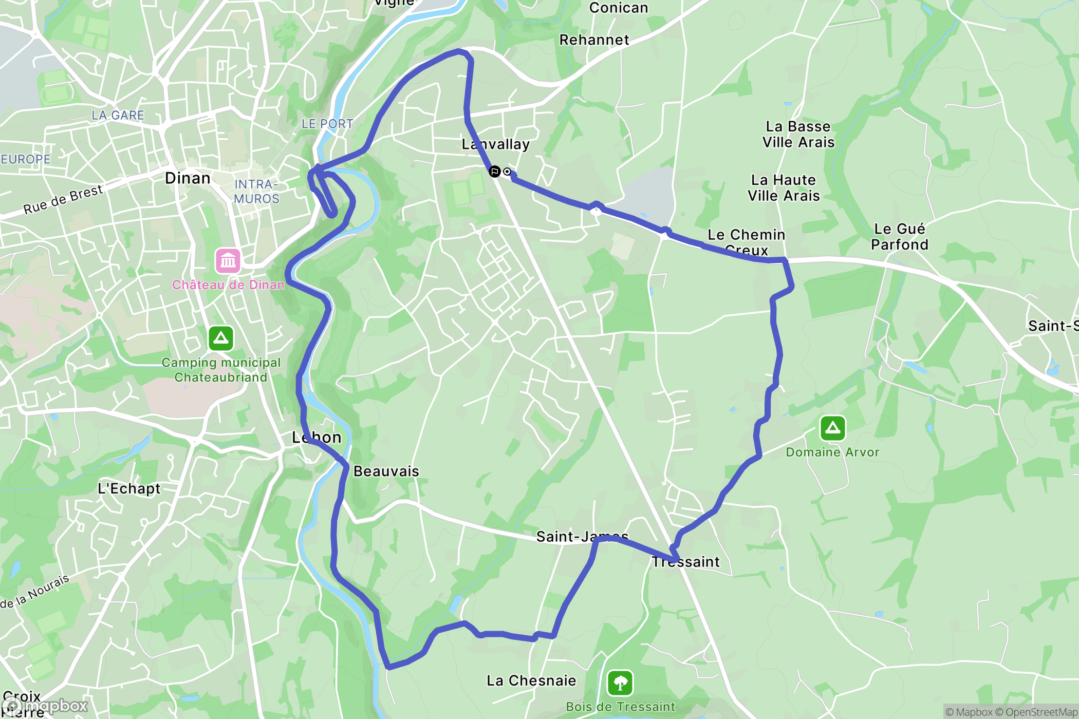 Lanvallay : carte du parcours de randonnée - France