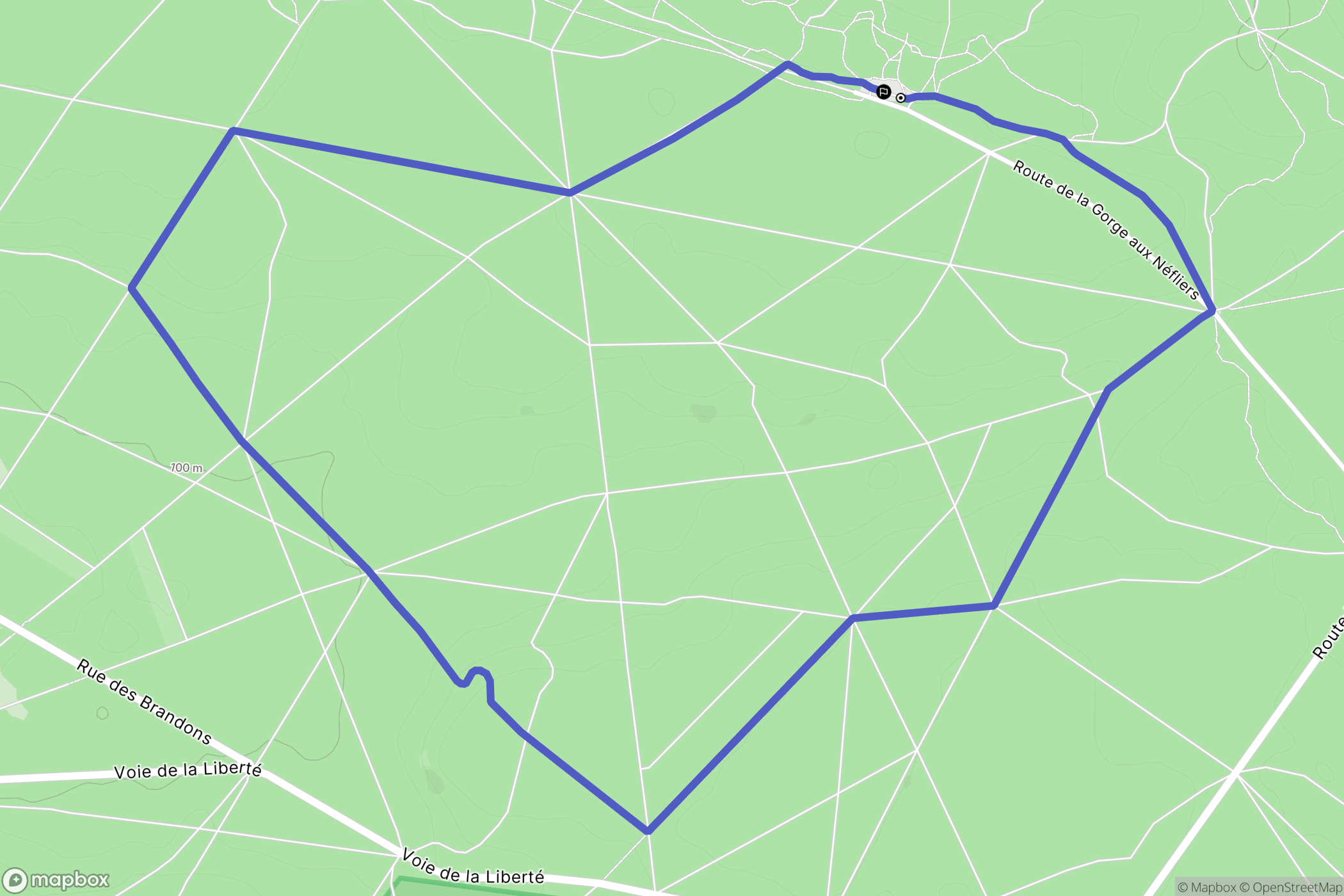 Fontainebleau : carte du parcours de randonnée - France