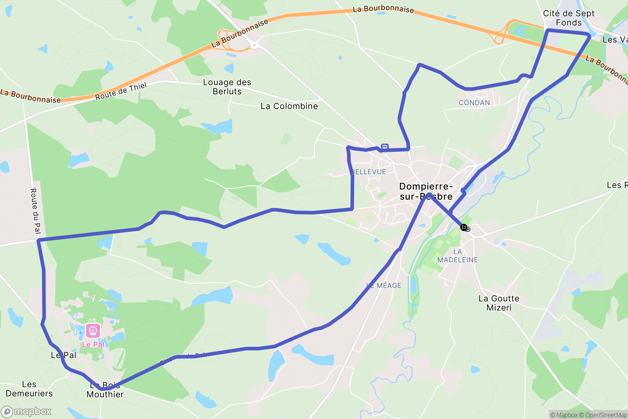 Dompierre-sur-Besbre : carte du parcours de randonnée - France