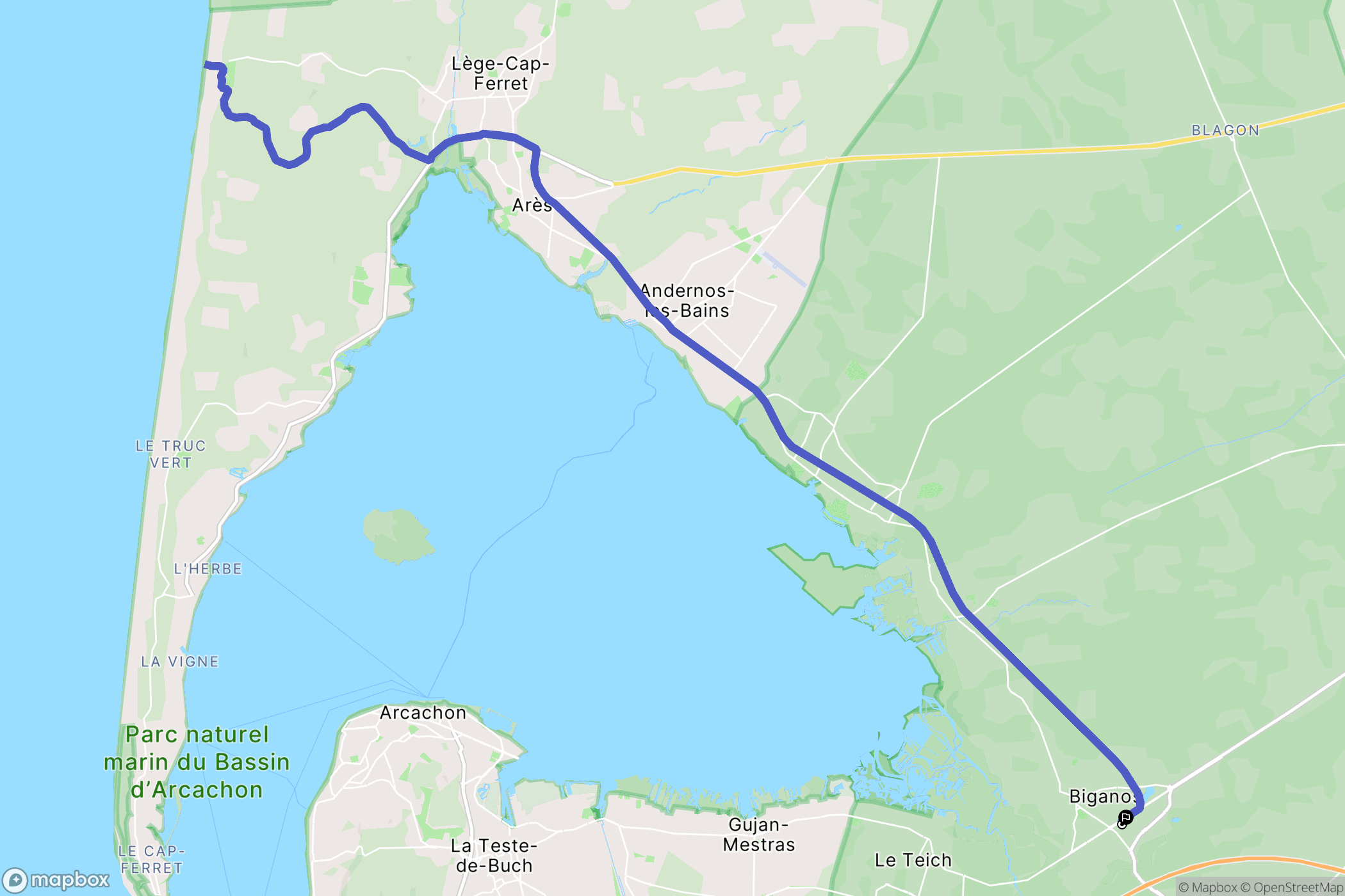 Biganos : carte du parcours de randonnée - France