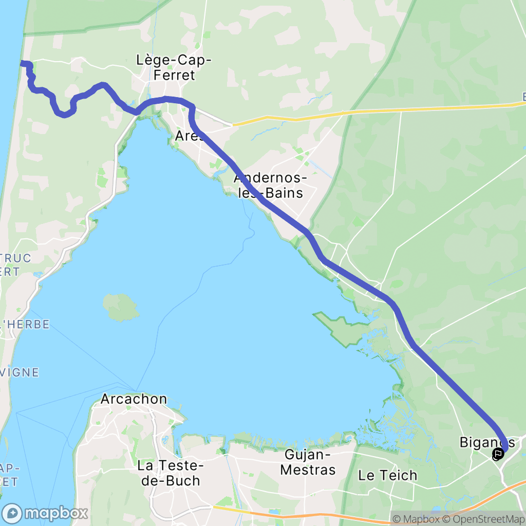 Biganos : carte du parcours de randonnée - France