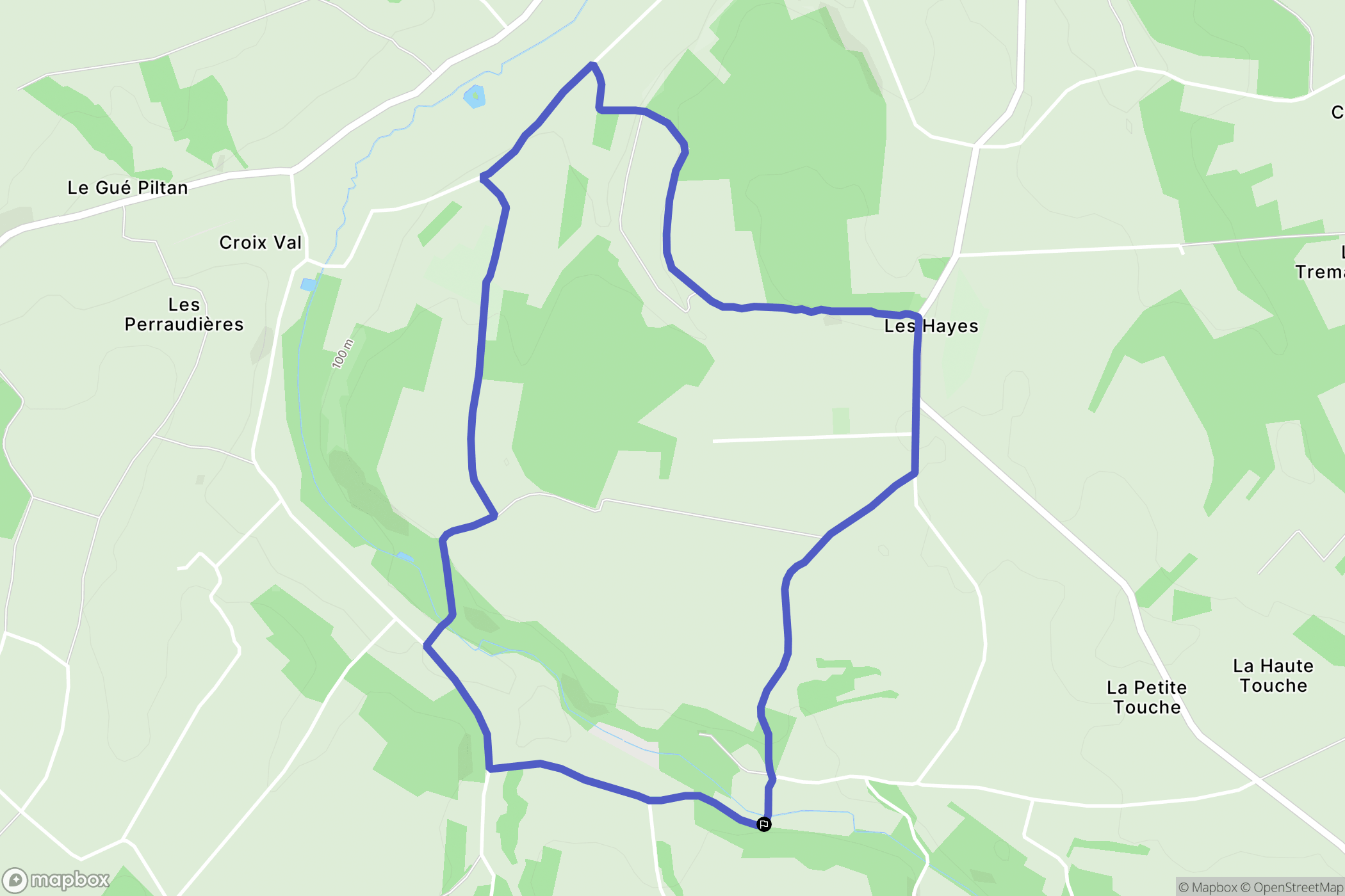 Les Hayes : carte du parcours de randonnée - France
