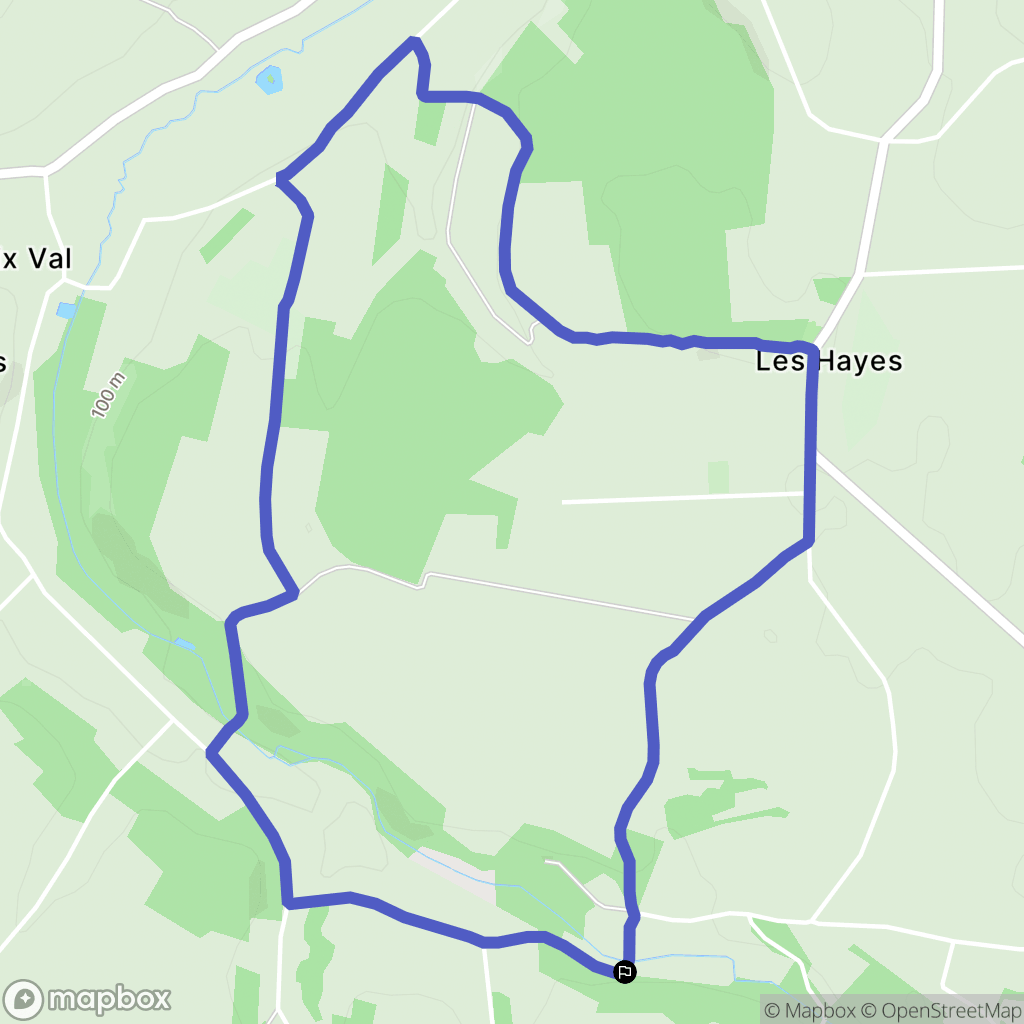 Les Hayes : carte du parcours de randonnée - France