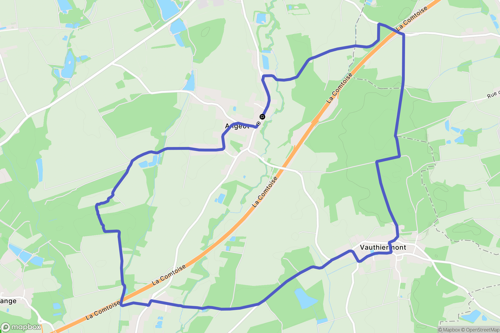 Angeot : carte du parcours de randonnée - France