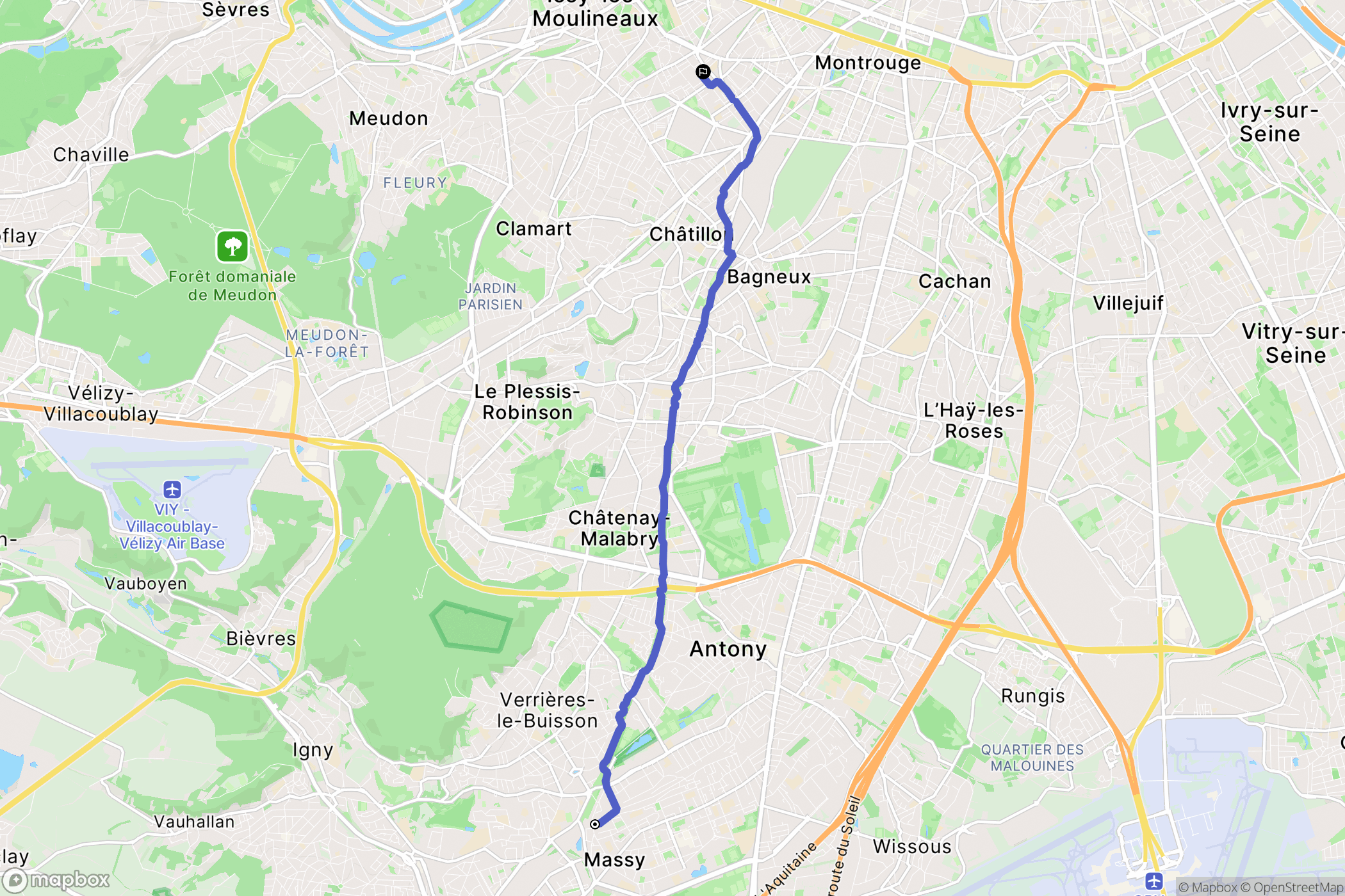 Massy : carte du parcours de randonnée - France
