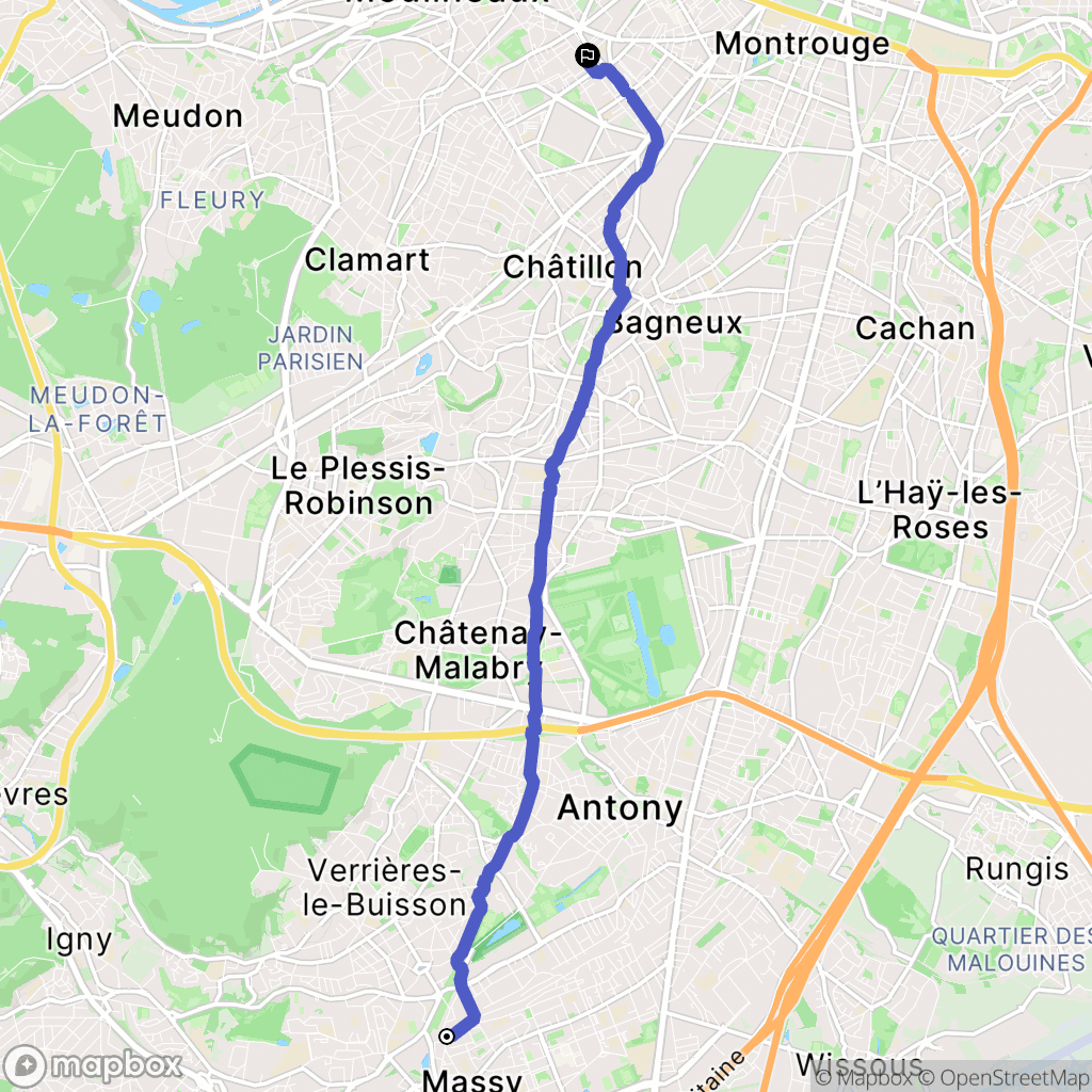 Massy : carte du parcours de randonnée - France