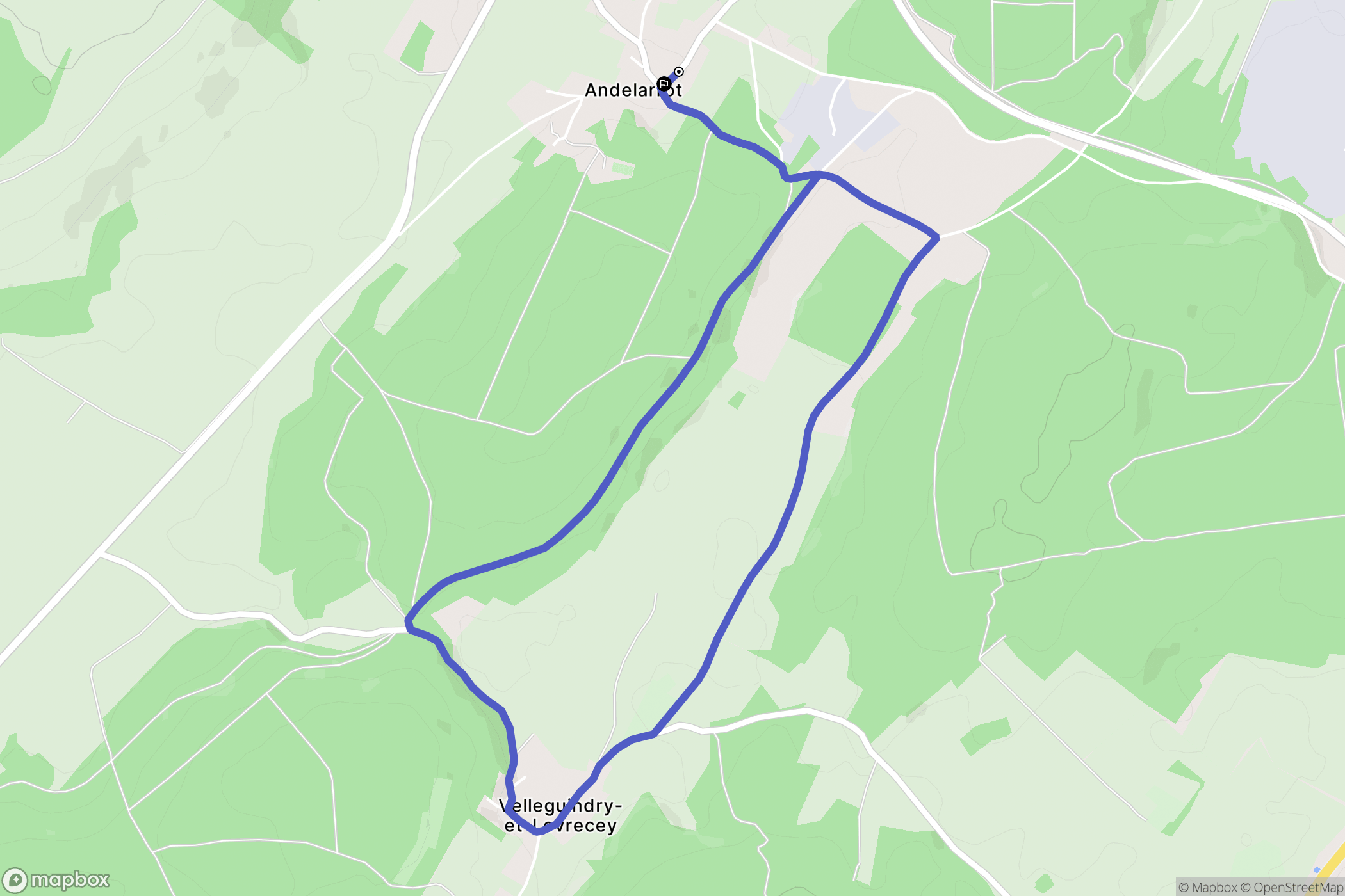 Andelarrot : carte du parcours de randonnée - France