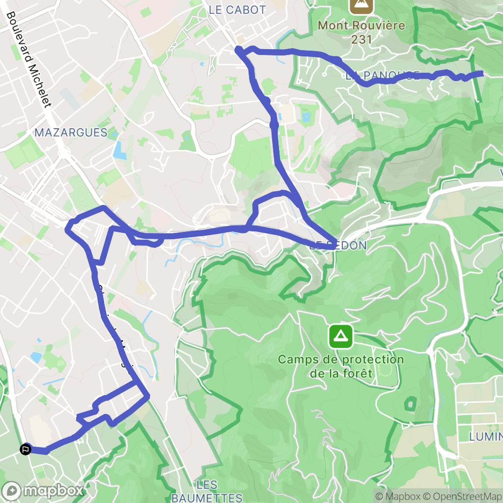 Marseille : carte du parcours de randonnée - France