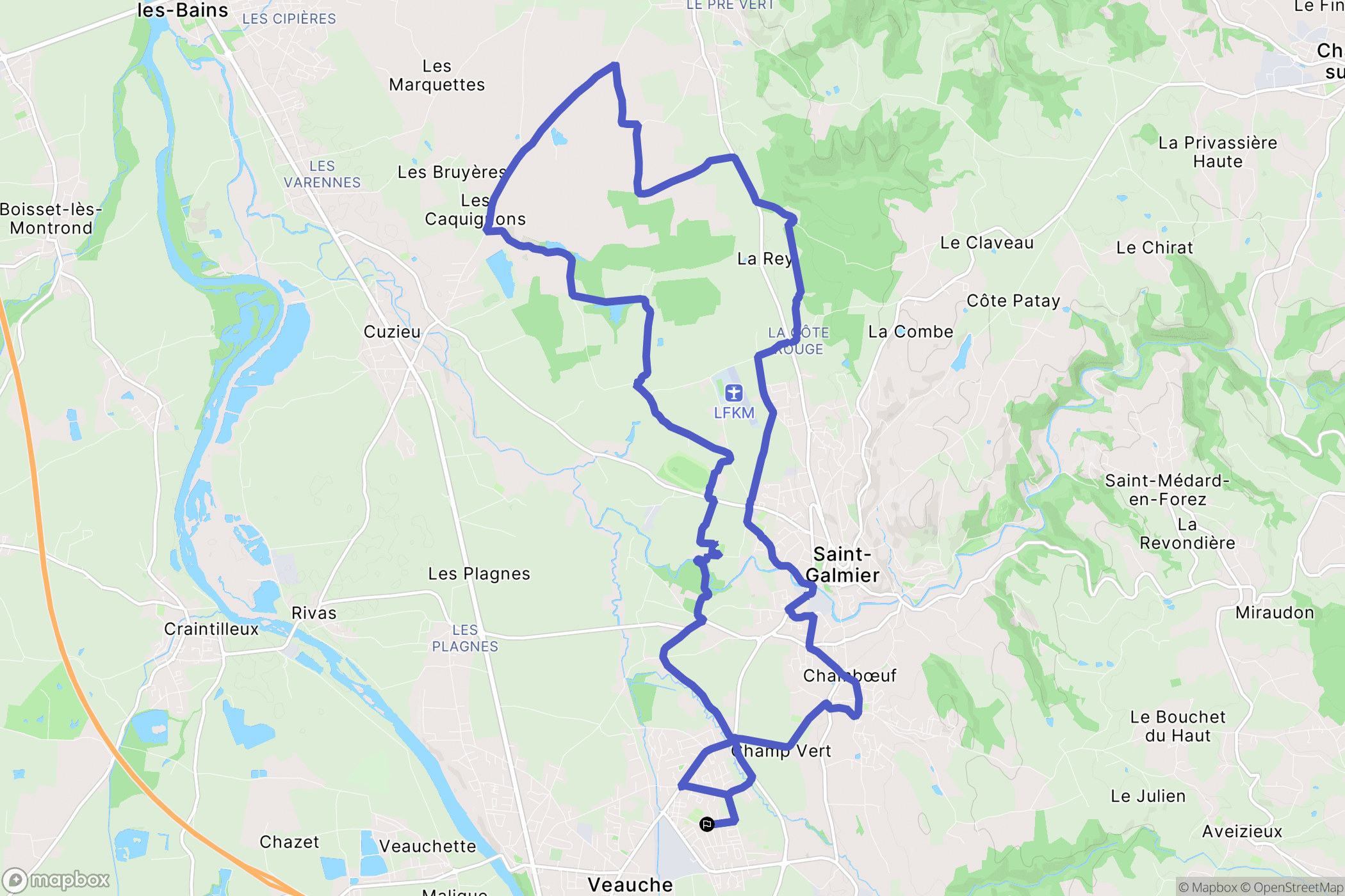 Veauche : carte du parcours de randonnée - France