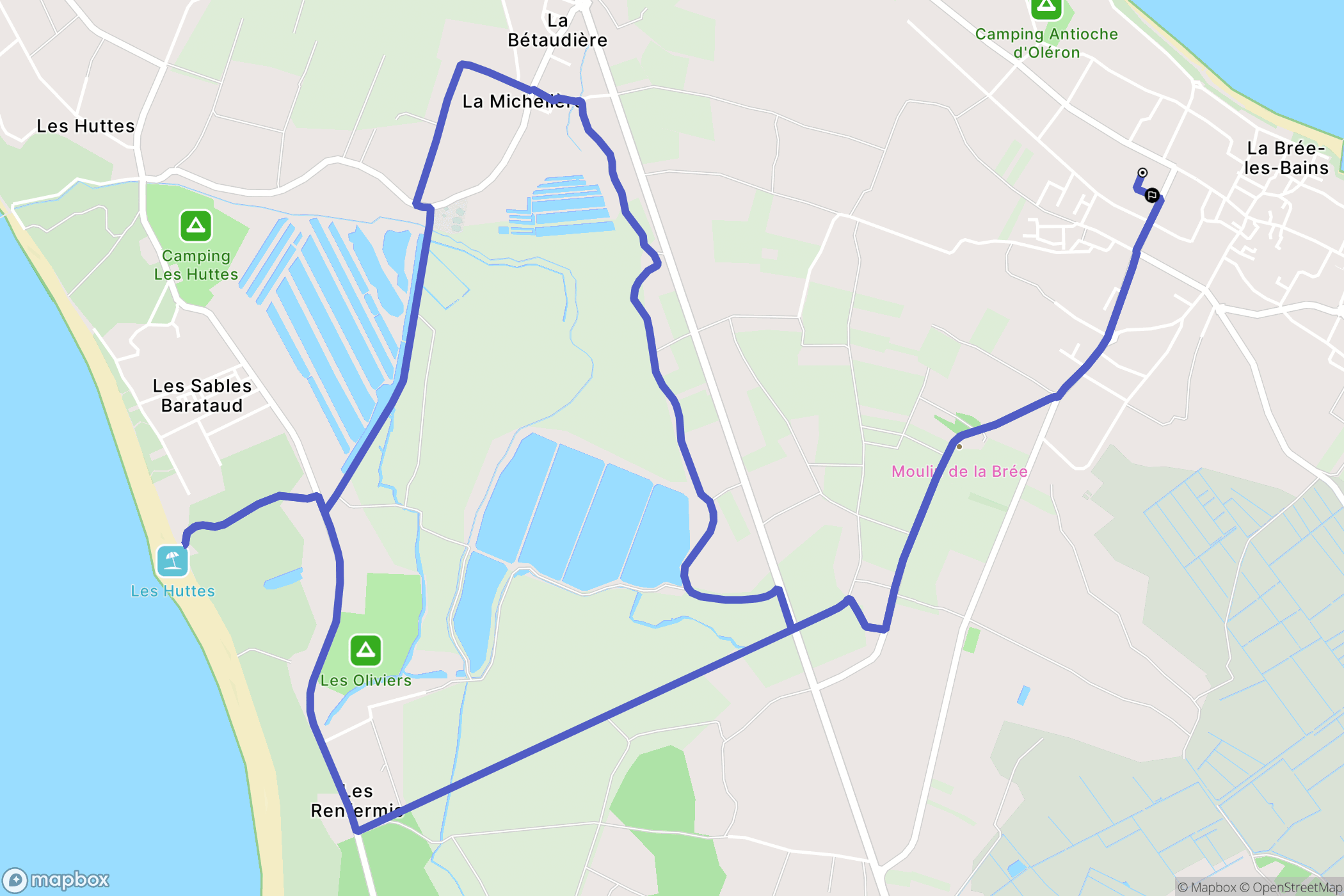 La Brée-les-Bains : carte du parcours de randonnée - France