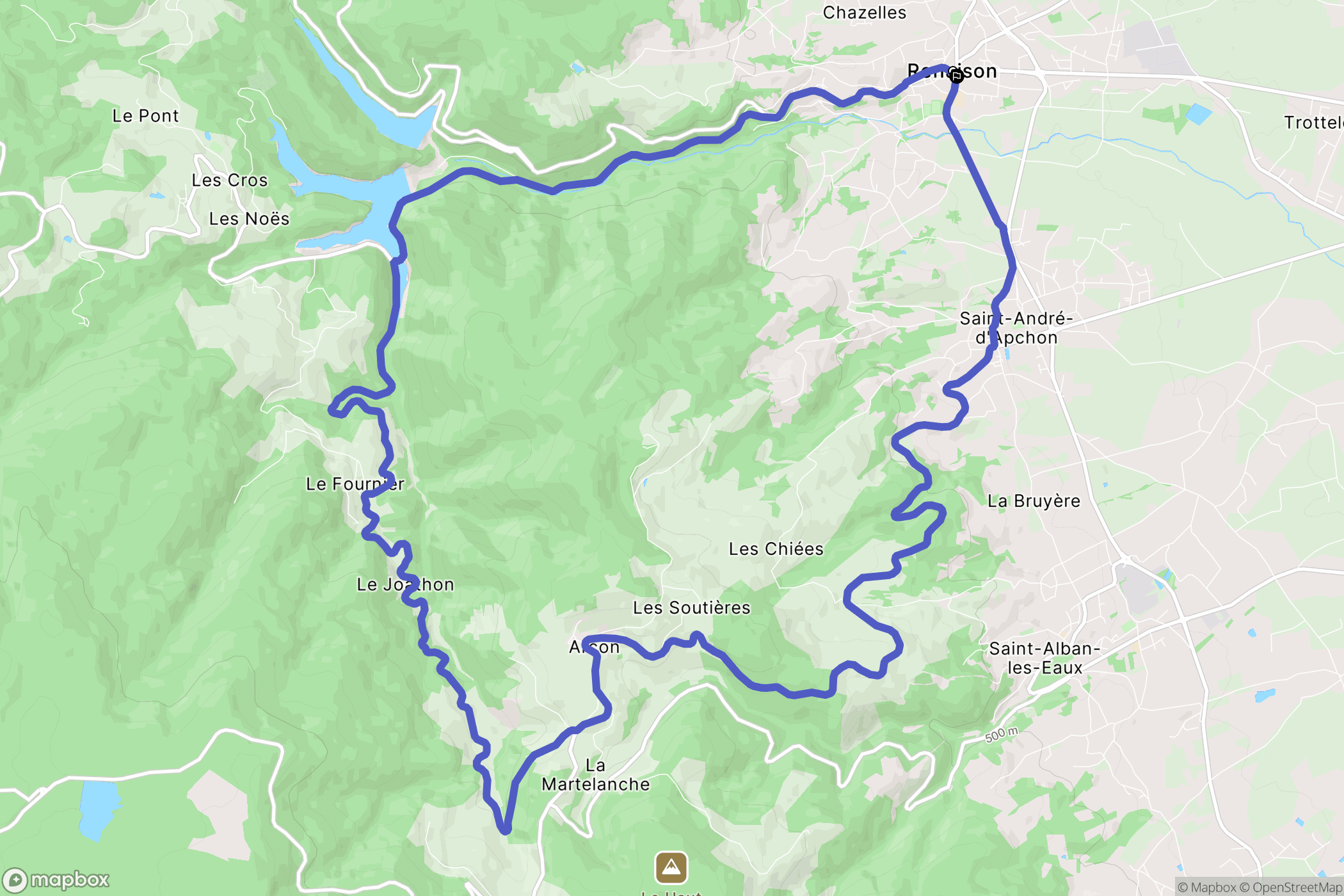 Renaison : carte du parcours de randonnée - France