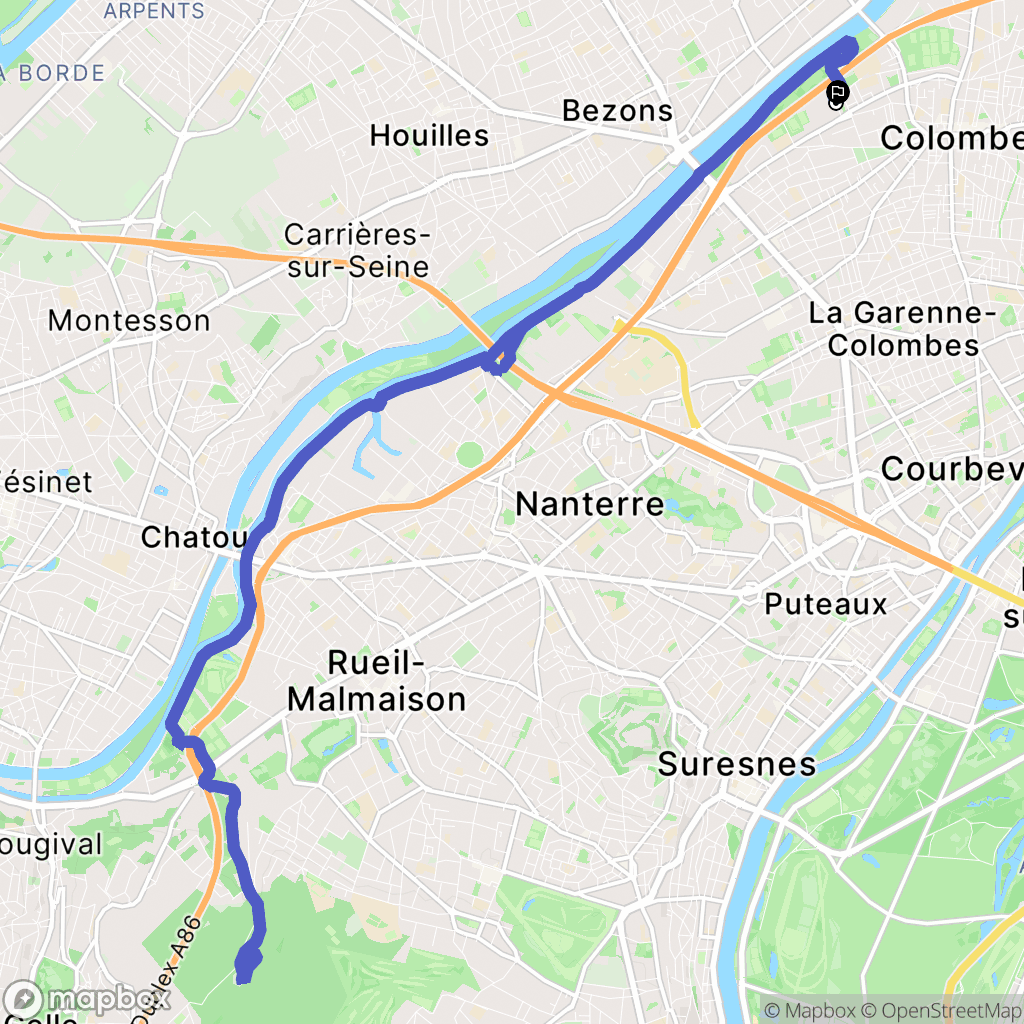 Colombes : carte du parcours de randonnée - France
