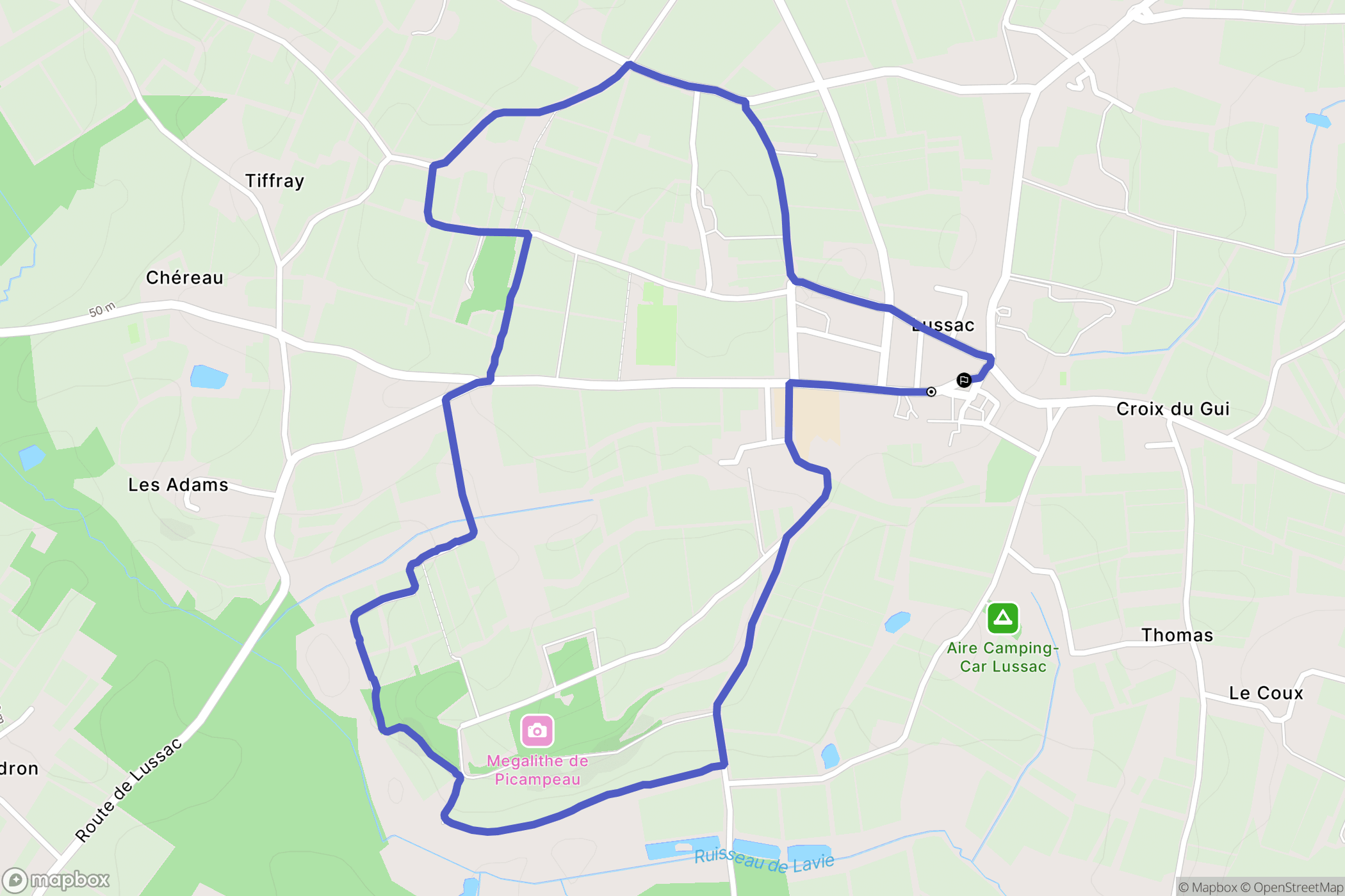 Lussac : carte du parcours de randonnée - France