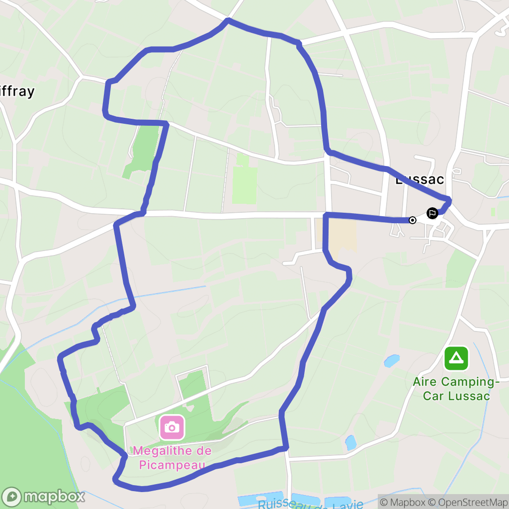 Lussac : carte du parcours de randonnée - France