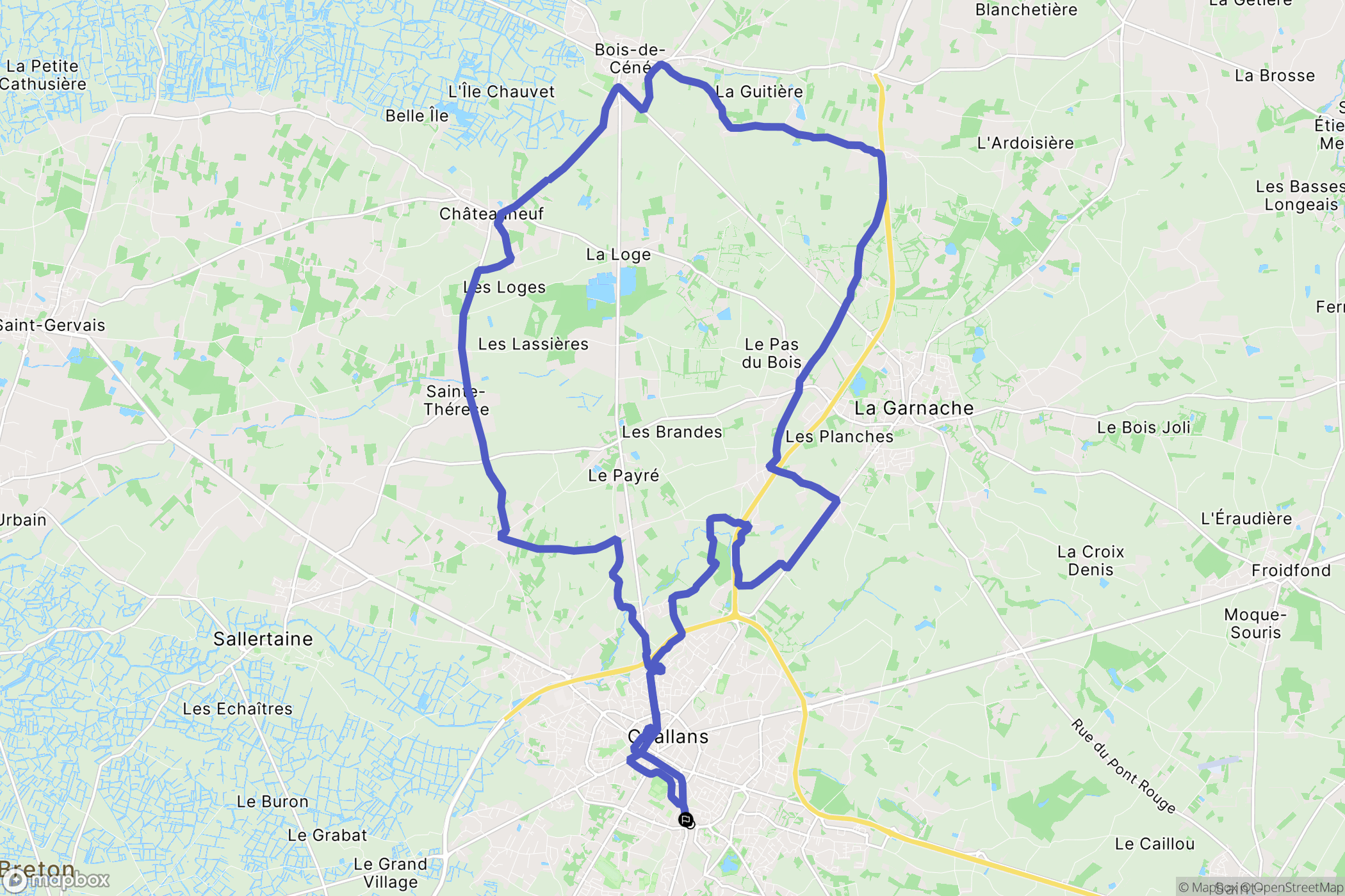 Challans : carte du parcours de randonnée - France