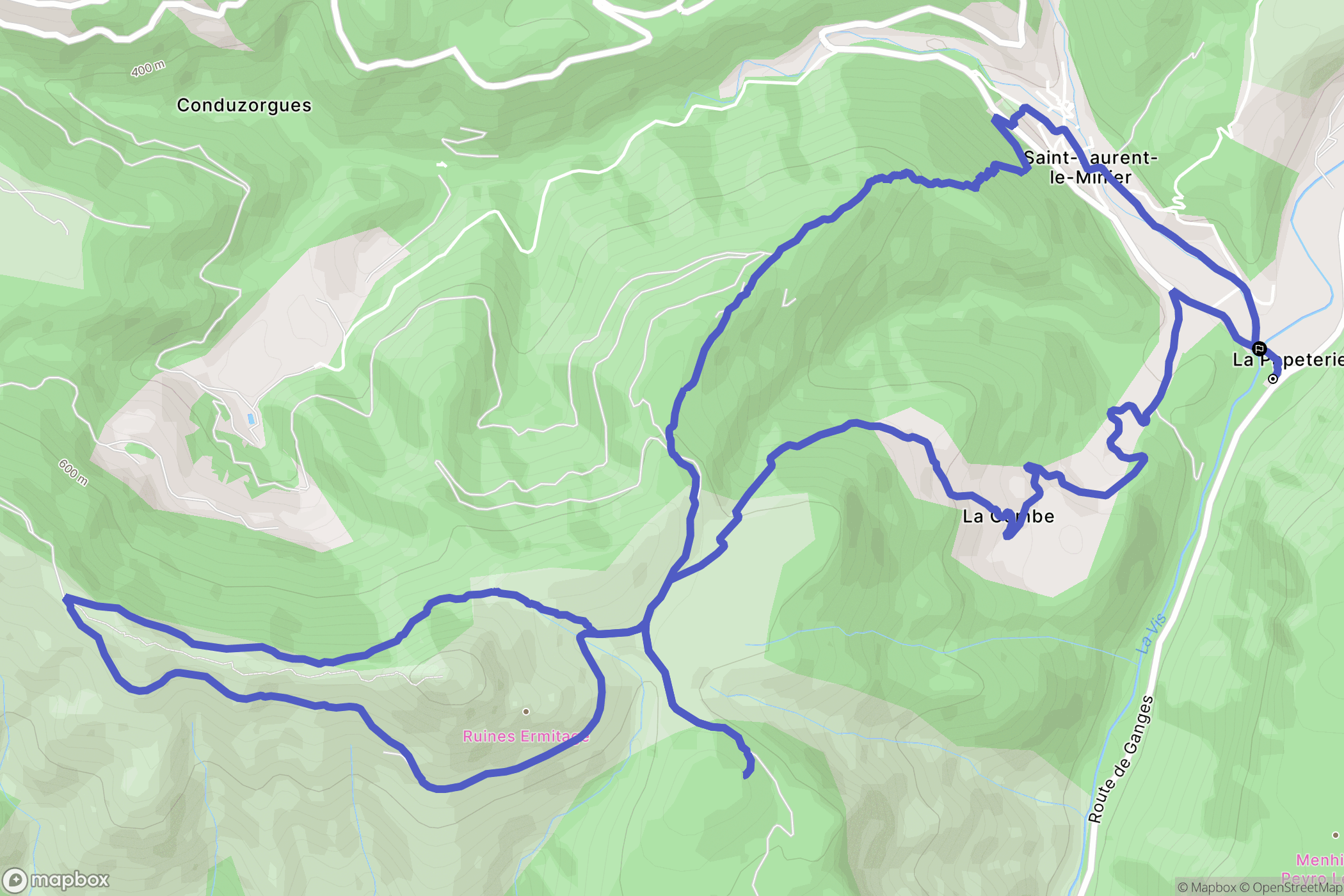 Saint-Laurent-le-Minier : carte du parcours de randonnée - France