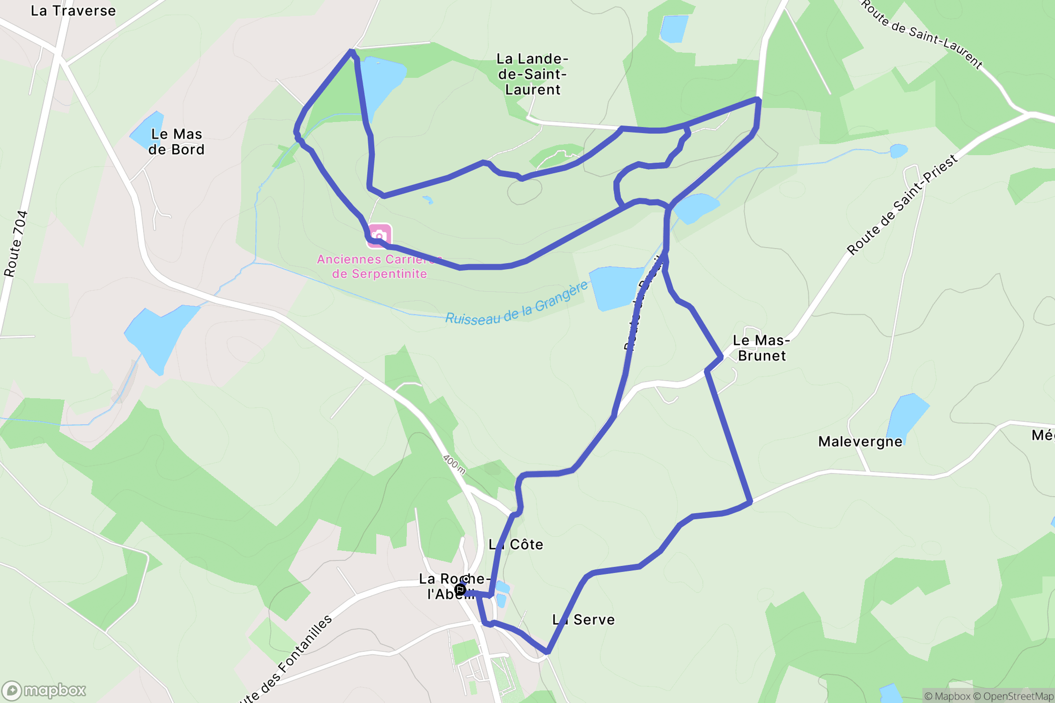 La Roche-l'Abeille : carte du parcours de randonnée - France