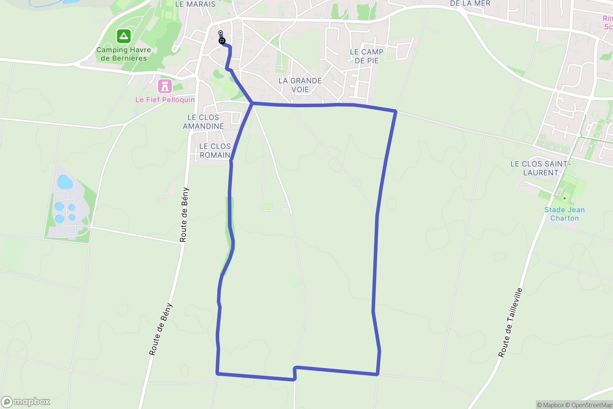 Bernières-sur-Mer : carte du parcours de randonnée - France