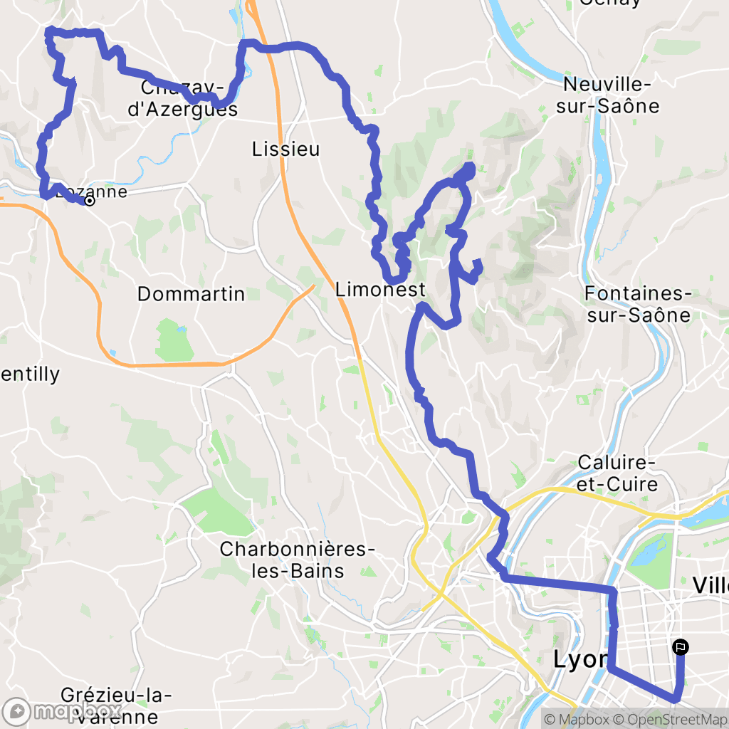 Lozanne : carte du parcours de randonnée - France