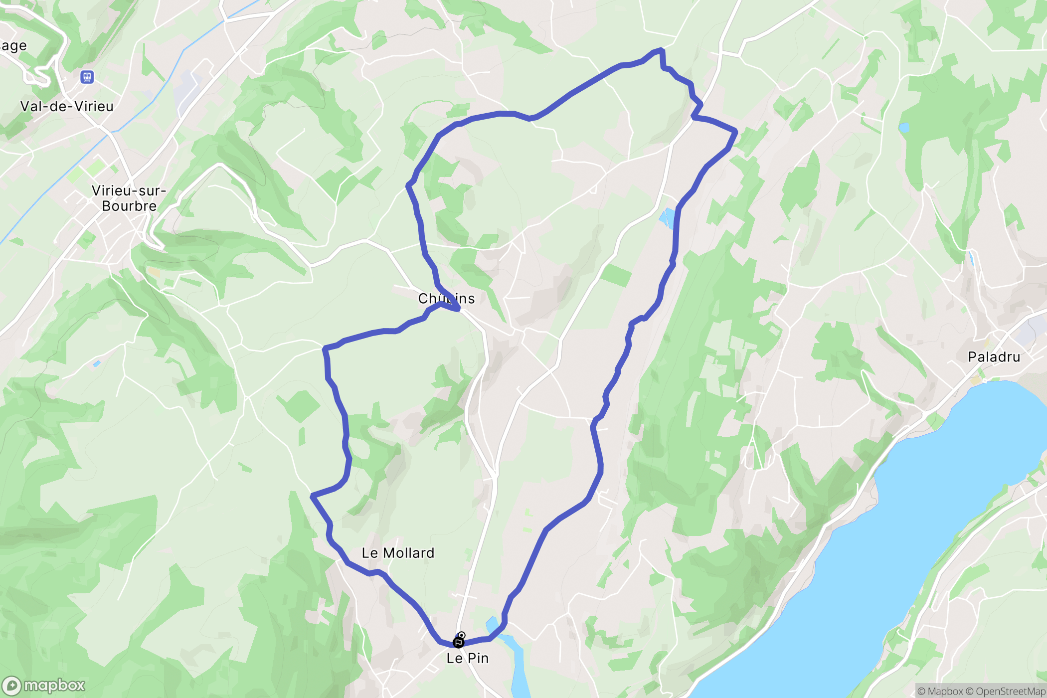 Villages du Lac de Paladru : carte du parcours de randonnée - France