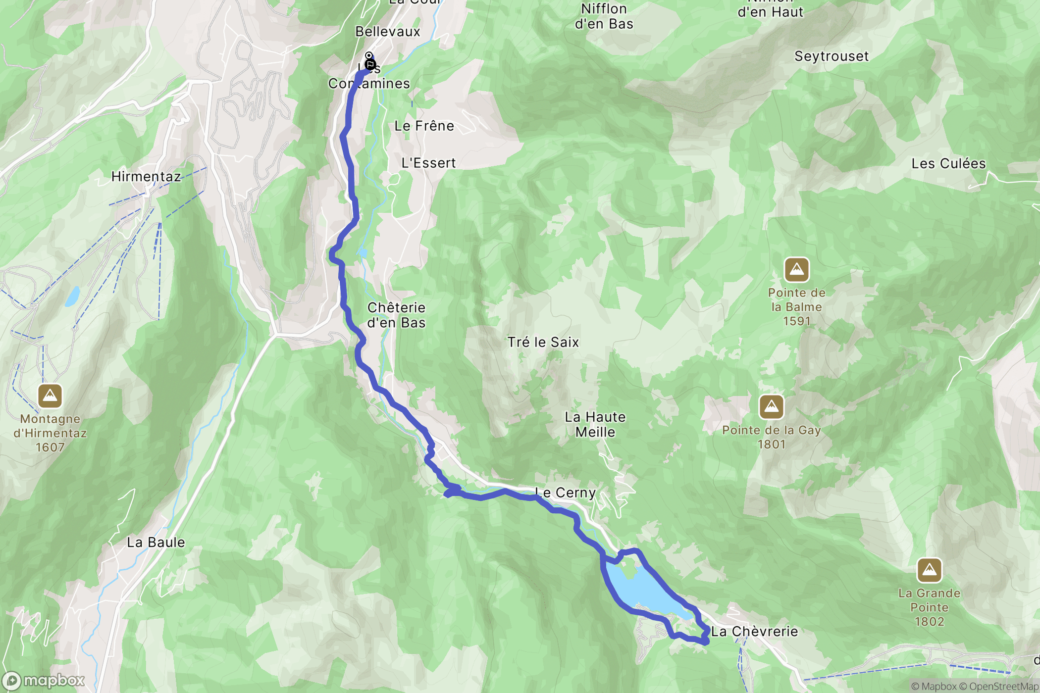 Bellevaux : carte du parcours de randonnée - France